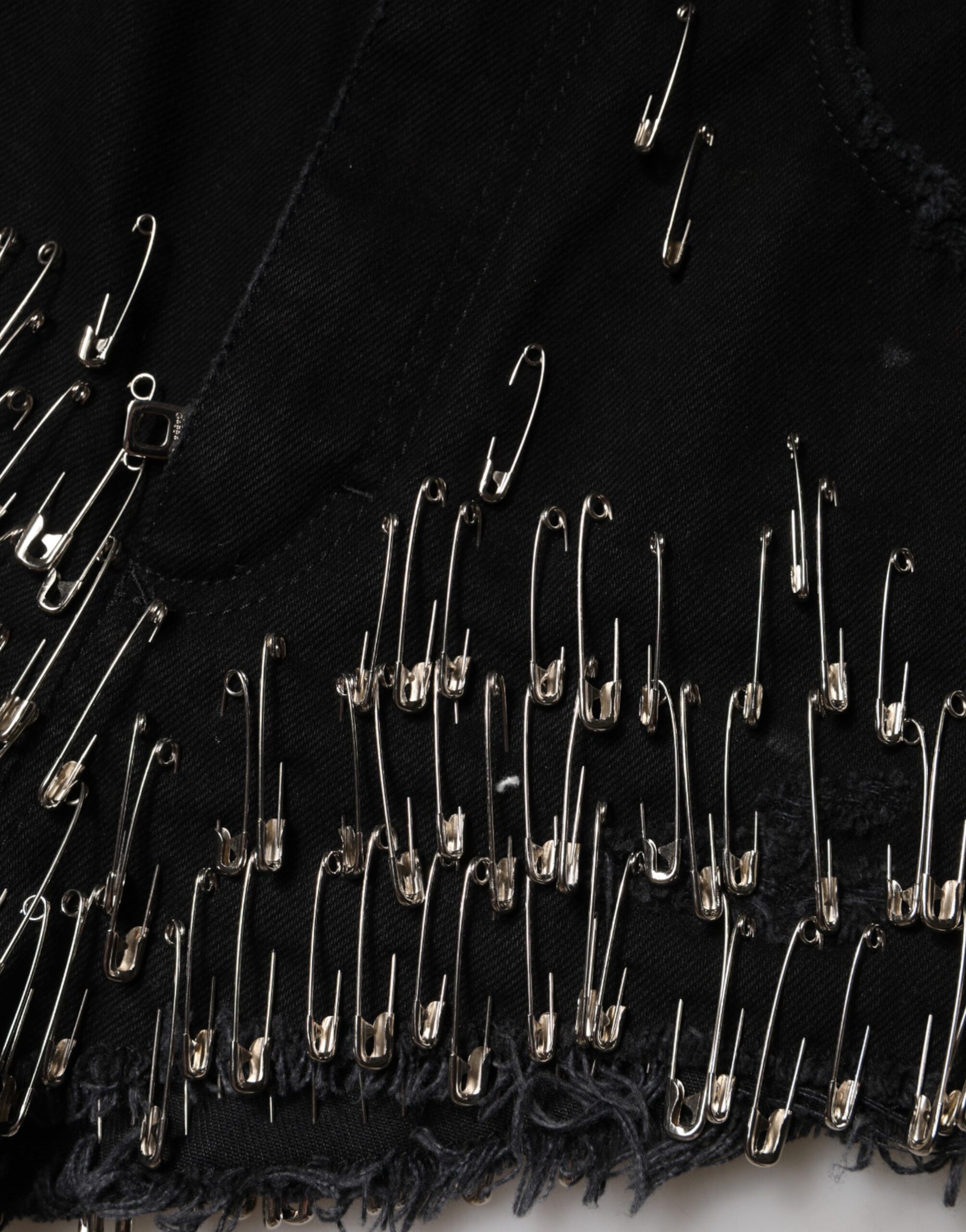Shorts Hot Pants en jean de coton noir avec épingles Dolce & Gabbana