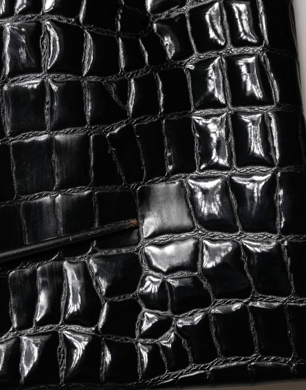 Jupe Midi Taille Moyenne en Similicuir Croco Noir Dolce & Gabbana