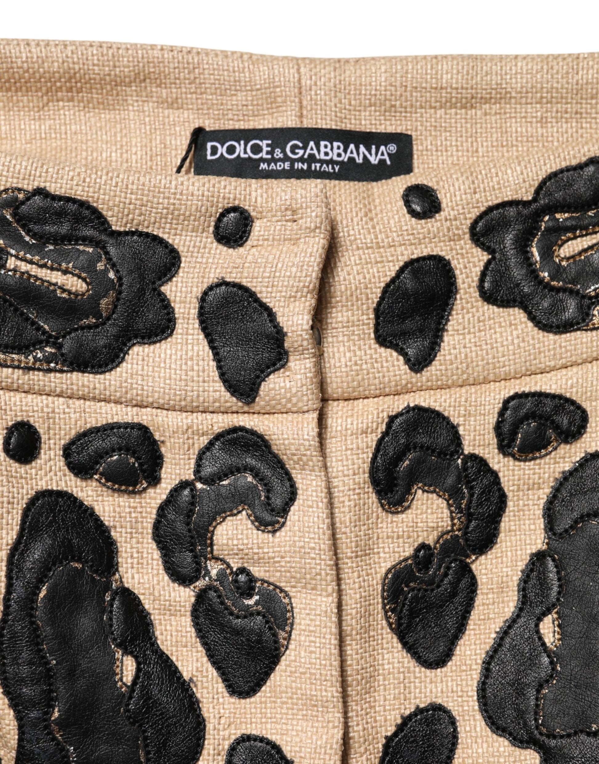 Shorts Dolce & Gabbana léopard beige en nylon type bermuda