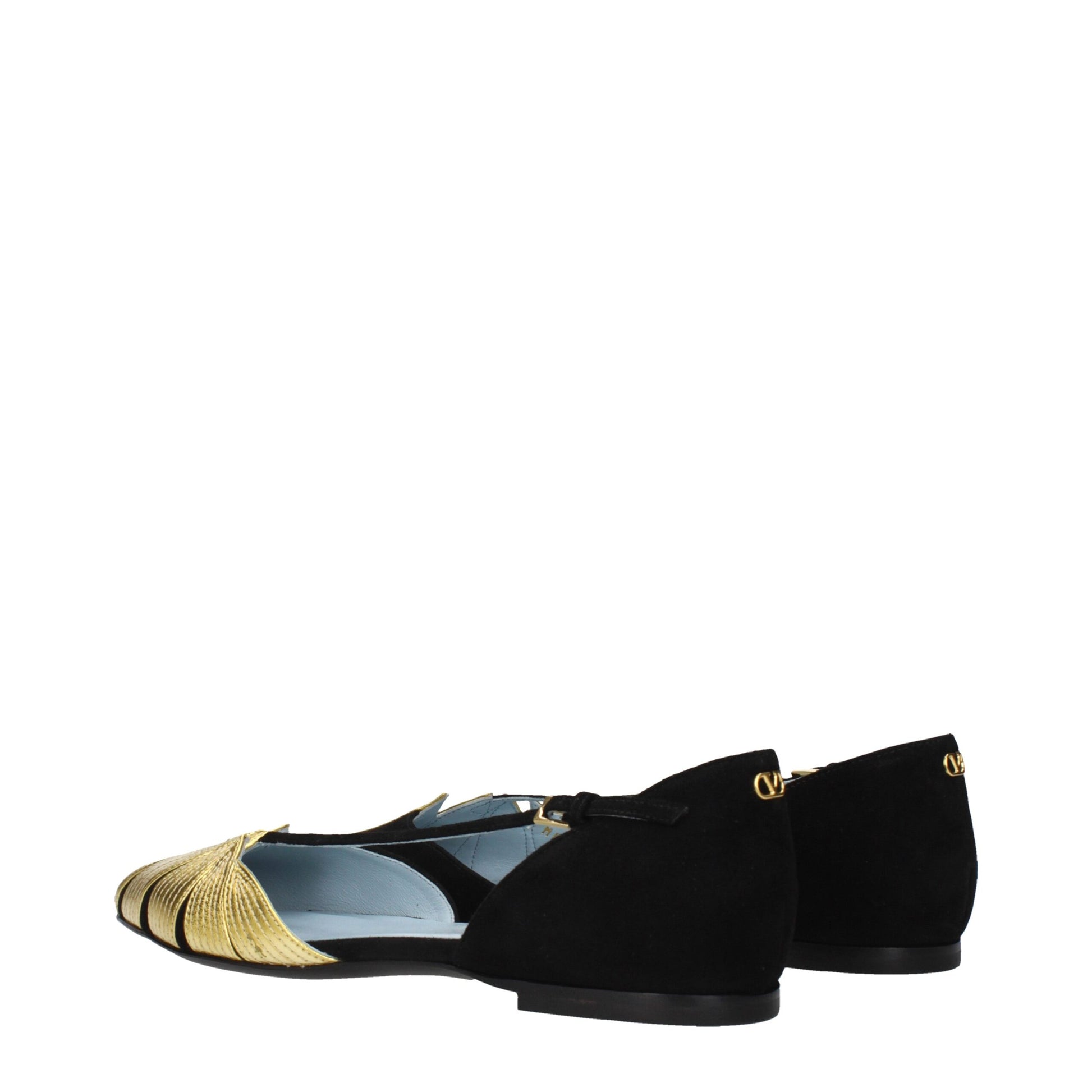 Sandales plates en cuir noir Valentino Garavani