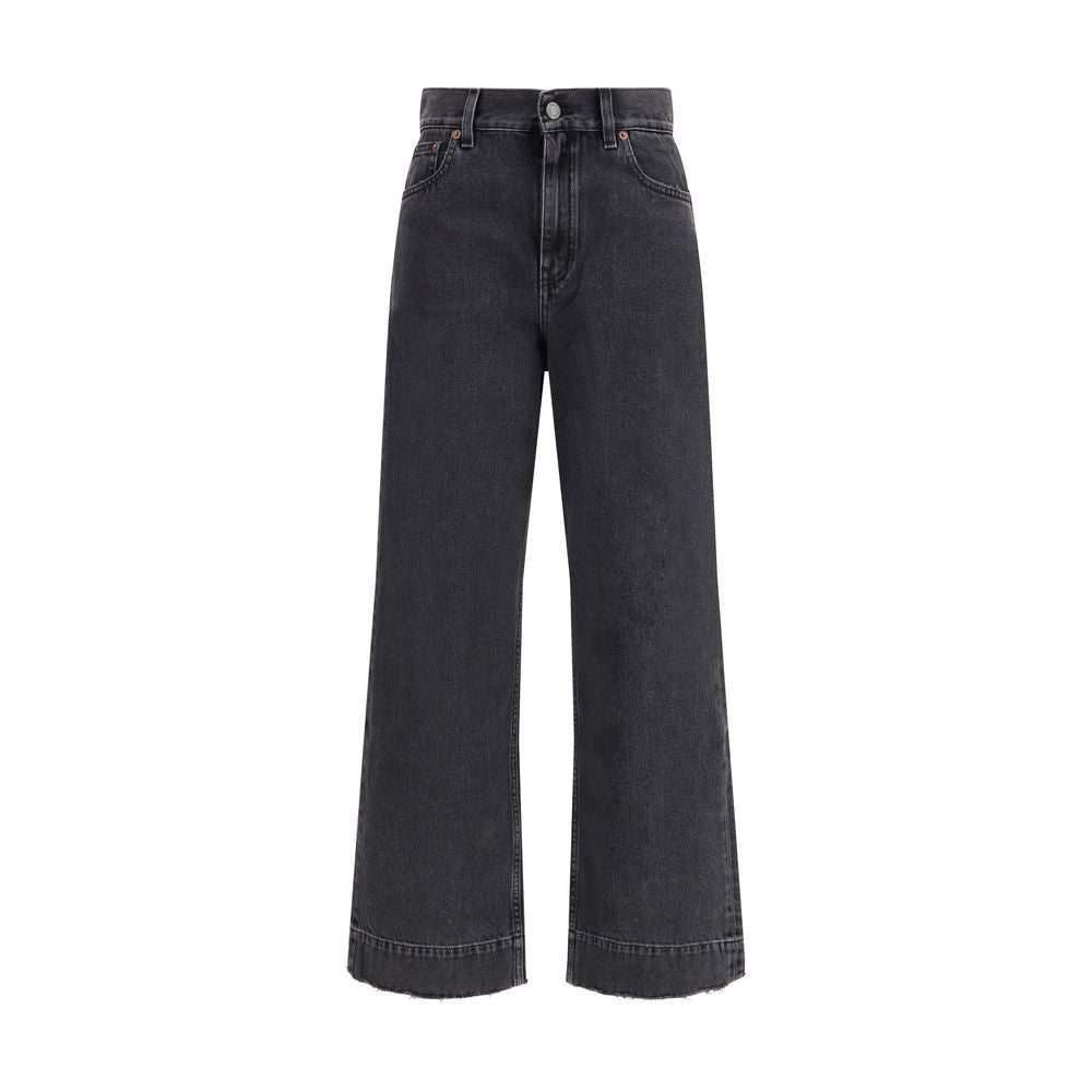 Jean noir taille haute en coton Chloé