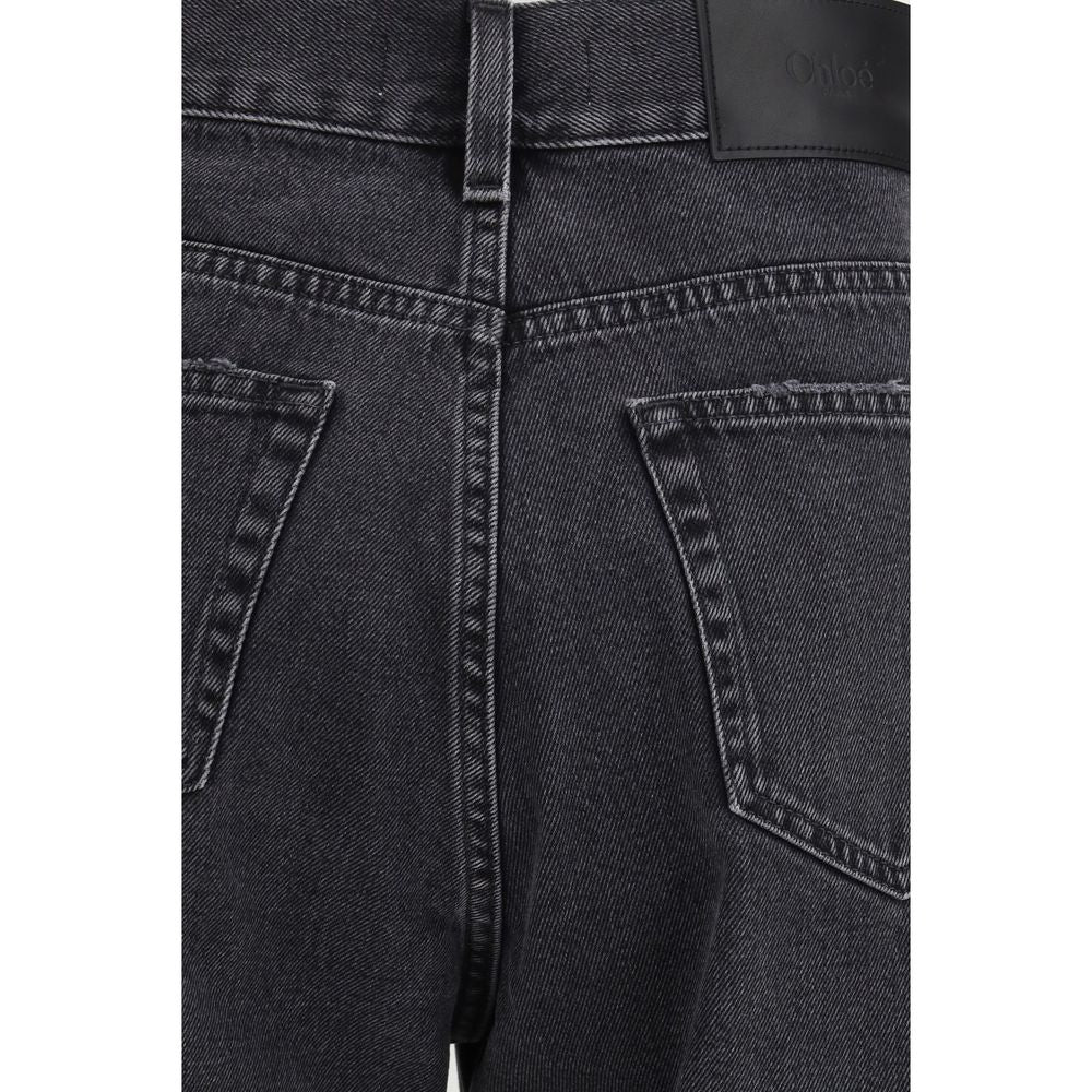 Jean noir taille haute en coton Chloé