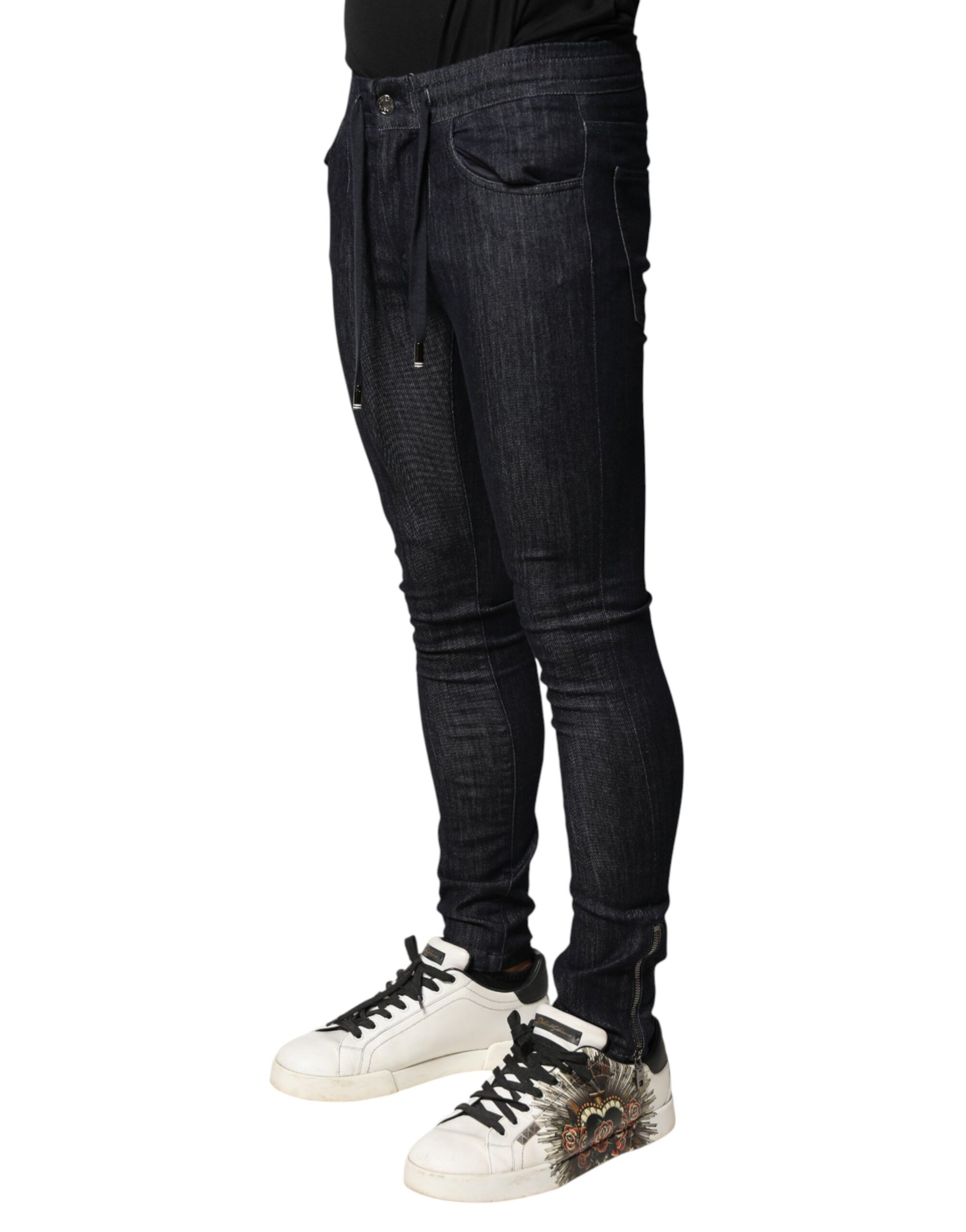 Dolce & Gabbana Black Cotton Stretch Skinny Denim Men Jeans