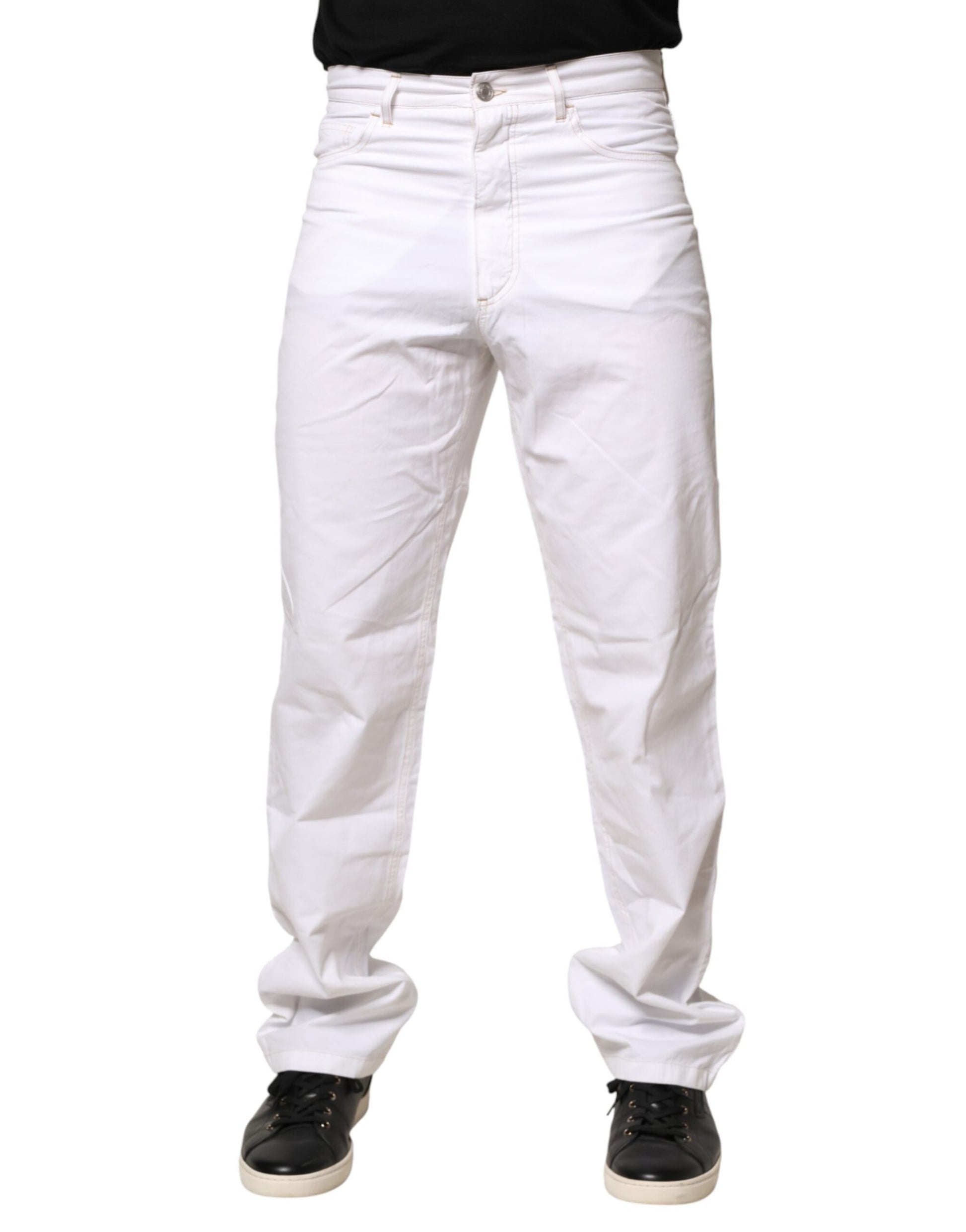 Jean droit en denim blanc à taille mi-haute en coton Fred Perry pour homme