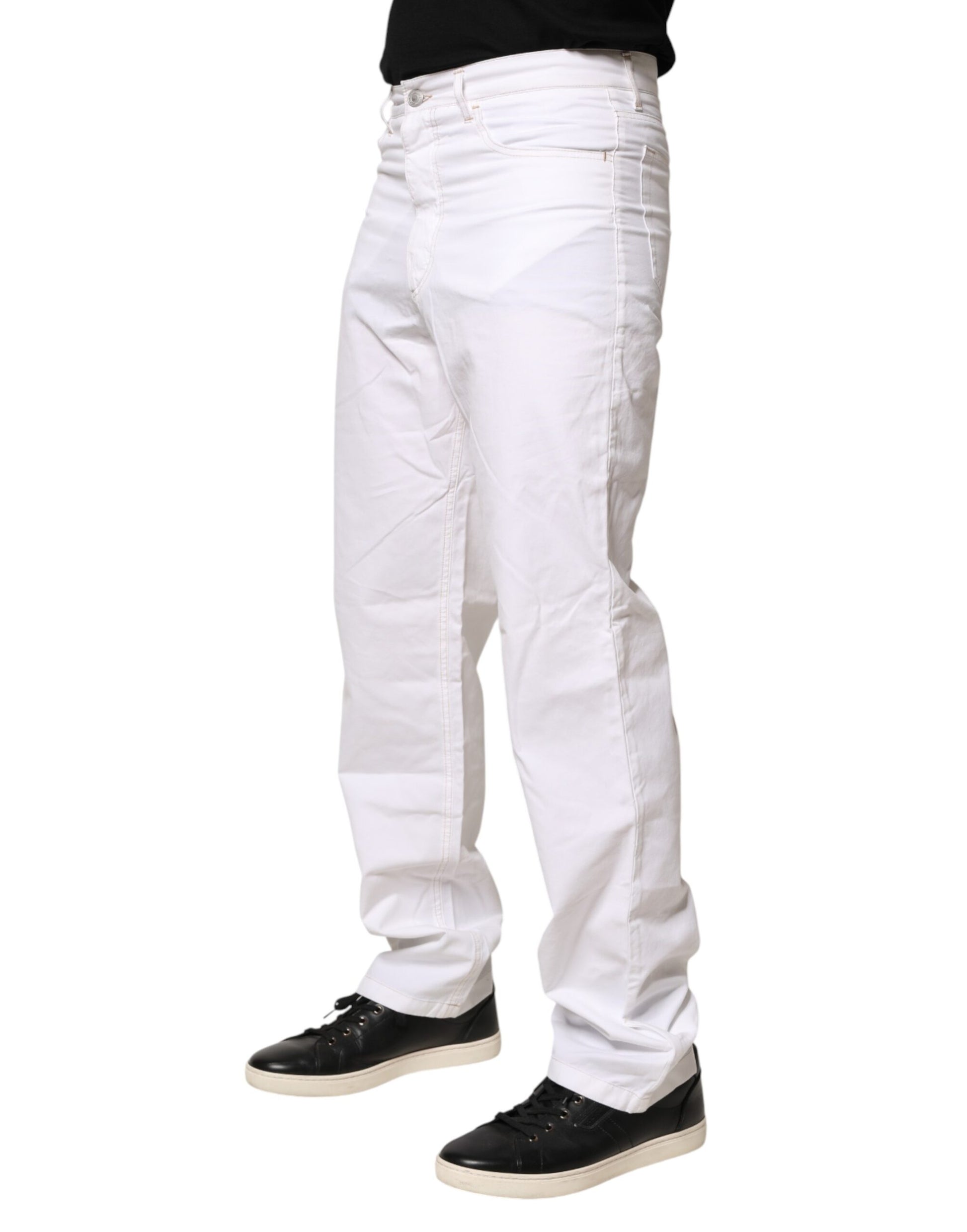 Jean droit en denim blanc à taille mi-haute en coton Fred Perry pour homme