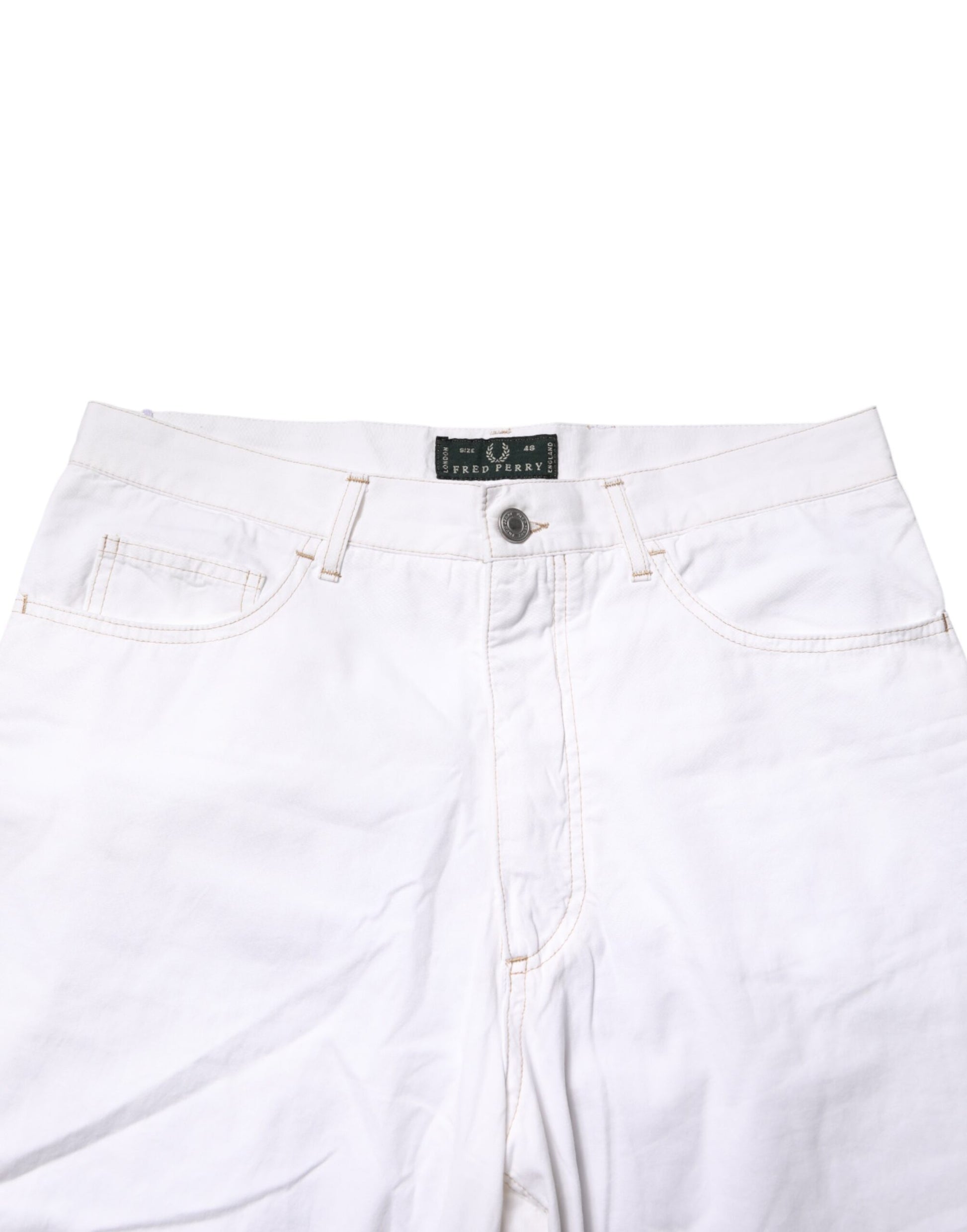 Jean droit en denim blanc à taille mi-haute en coton Fred Perry pour homme