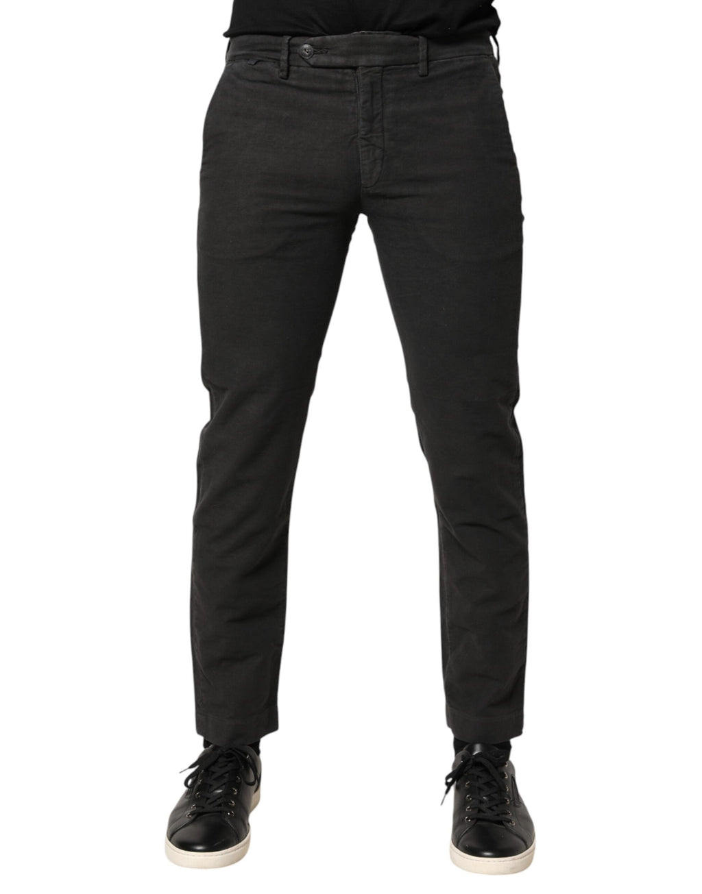 Maison Clochard Jean Homme Skinny Taille Mi-Haute en Coton Gris Foncé