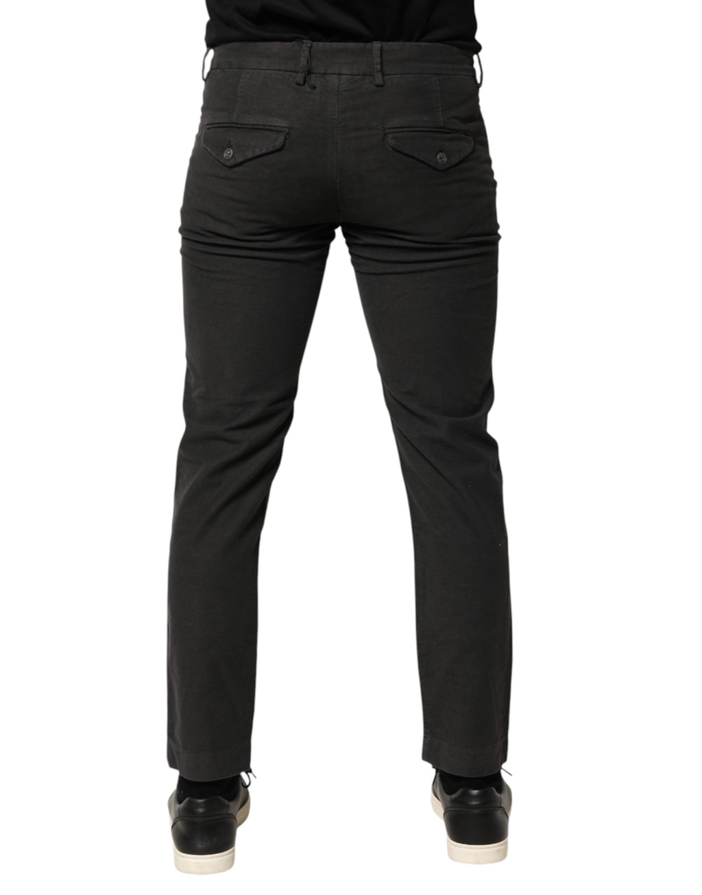 Maison Clochard Jean Homme Skinny Taille Mi-Haute en Coton Gris Foncé