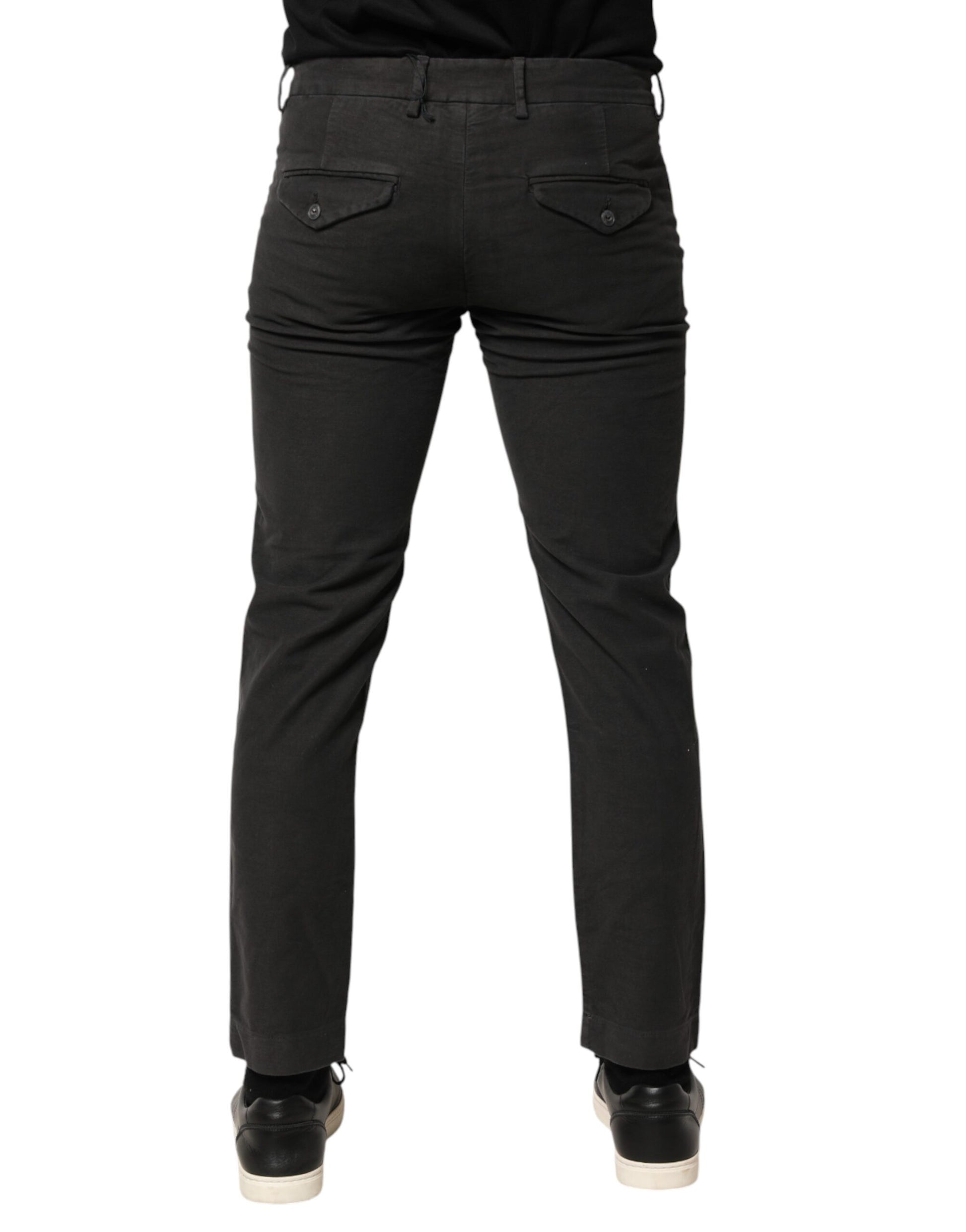 Maison Clochard Jean Homme Skinny Taille Mi-Haute en Coton Gris Foncé