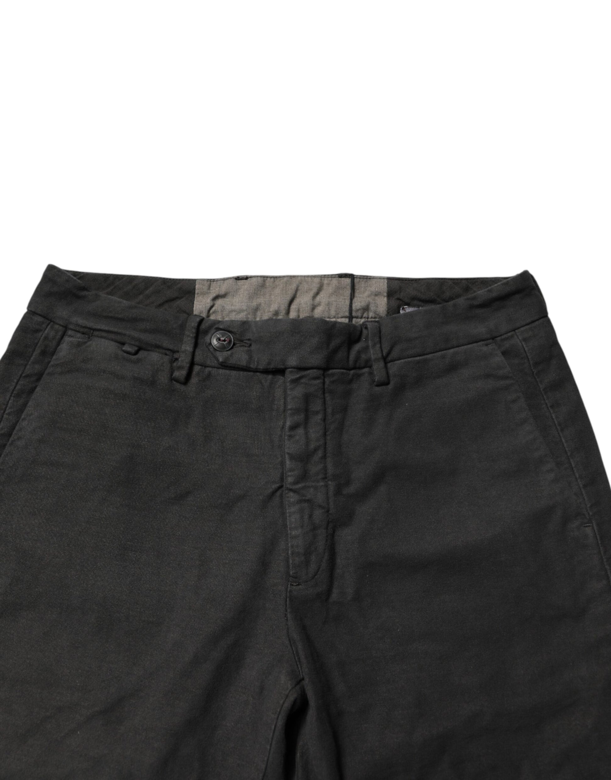 Maison Clochard Jean Homme Skinny Taille Mi-Haute en Coton Gris Foncé