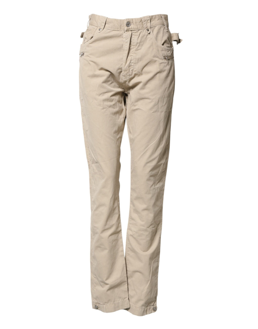 Daniele Alessandrini Jean en denim droit en coton beige taille mi-haute pour homme