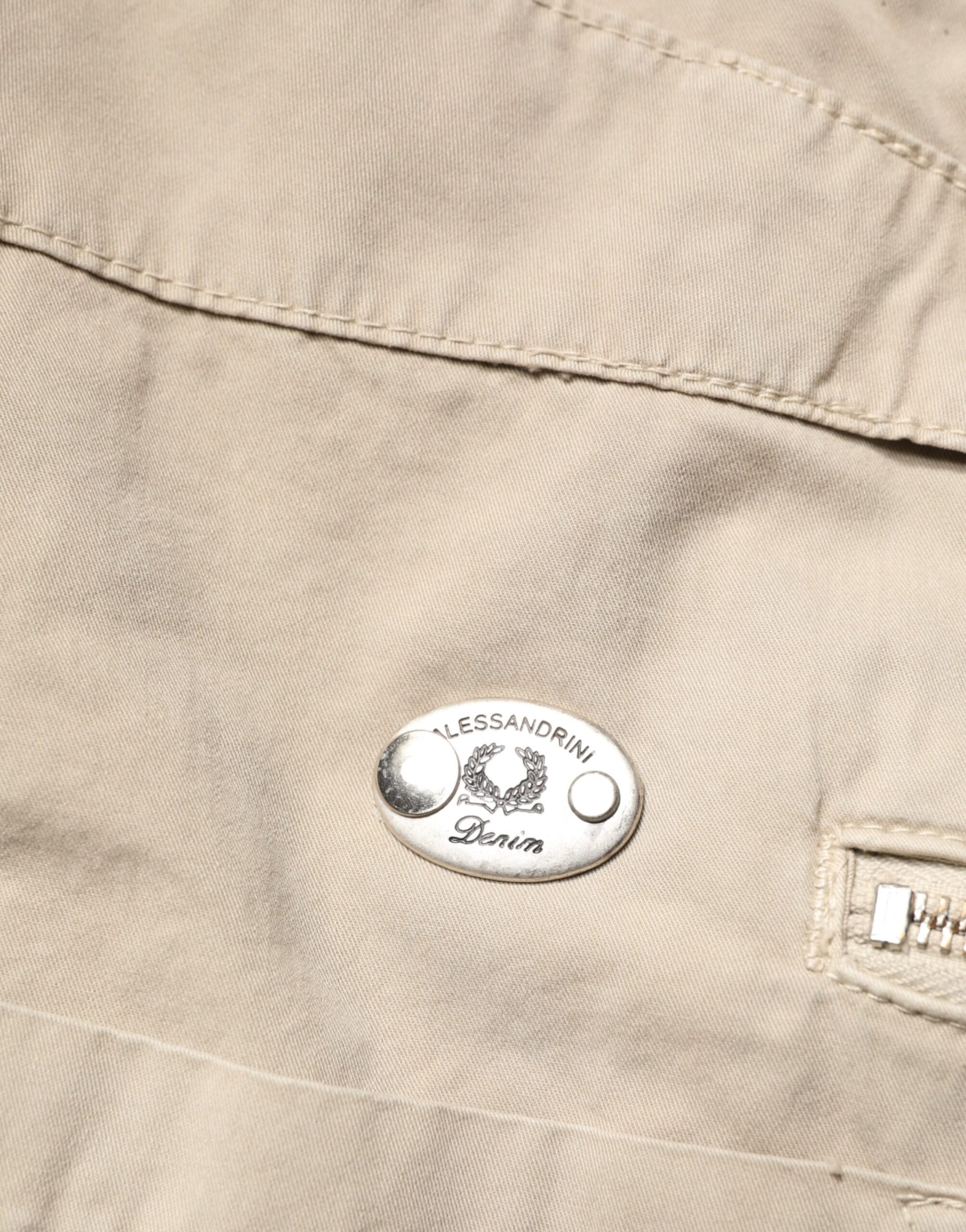 Daniele Alessandrini Jean en denim droit en coton beige taille mi-haute pour homme