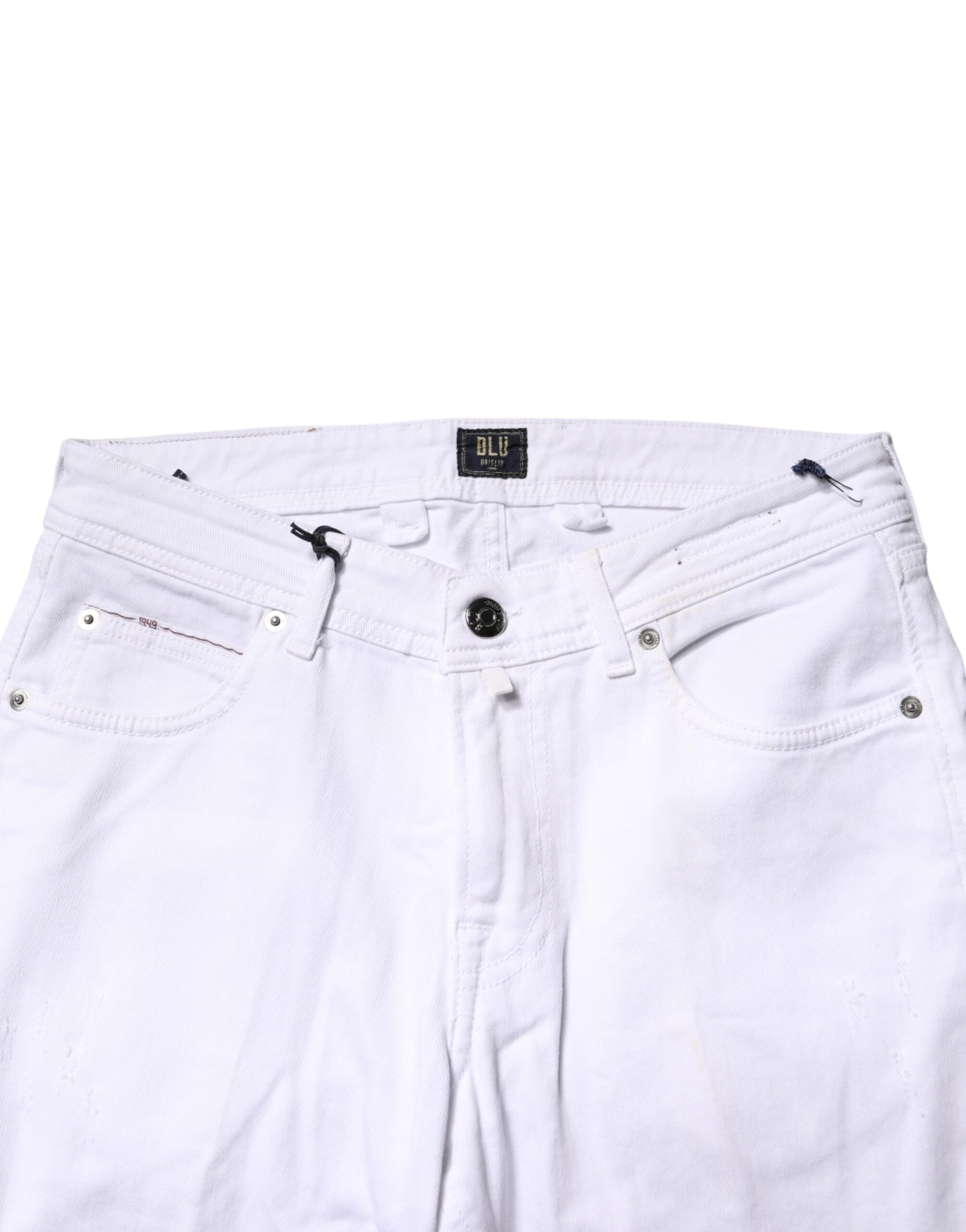 Briglia 1949 Jeans homme en denim de coton blanc coupe droite