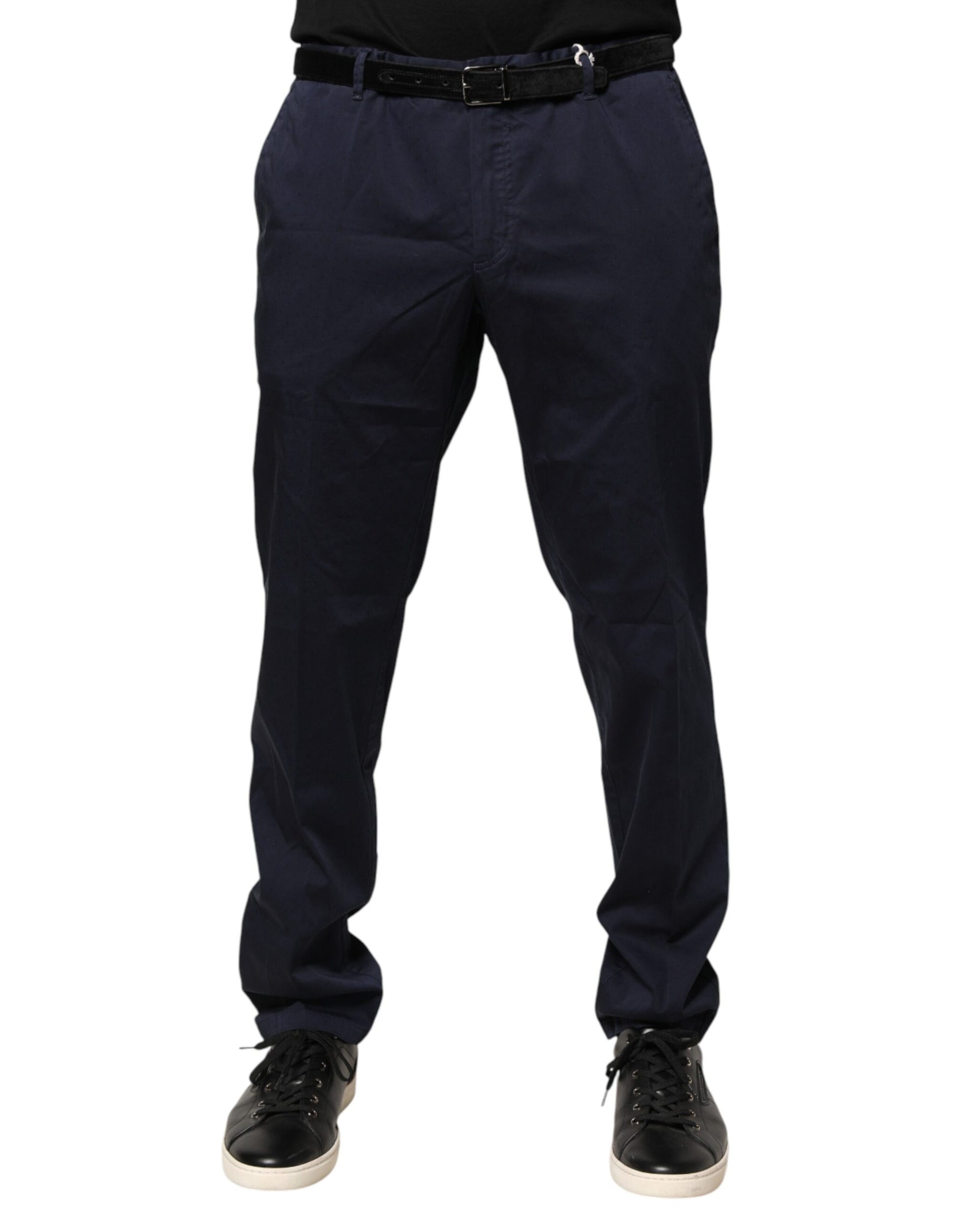 Pantalon Chino Skinny Taille Moyenne Bleu Marine Domenico Tagliente Pour Homme