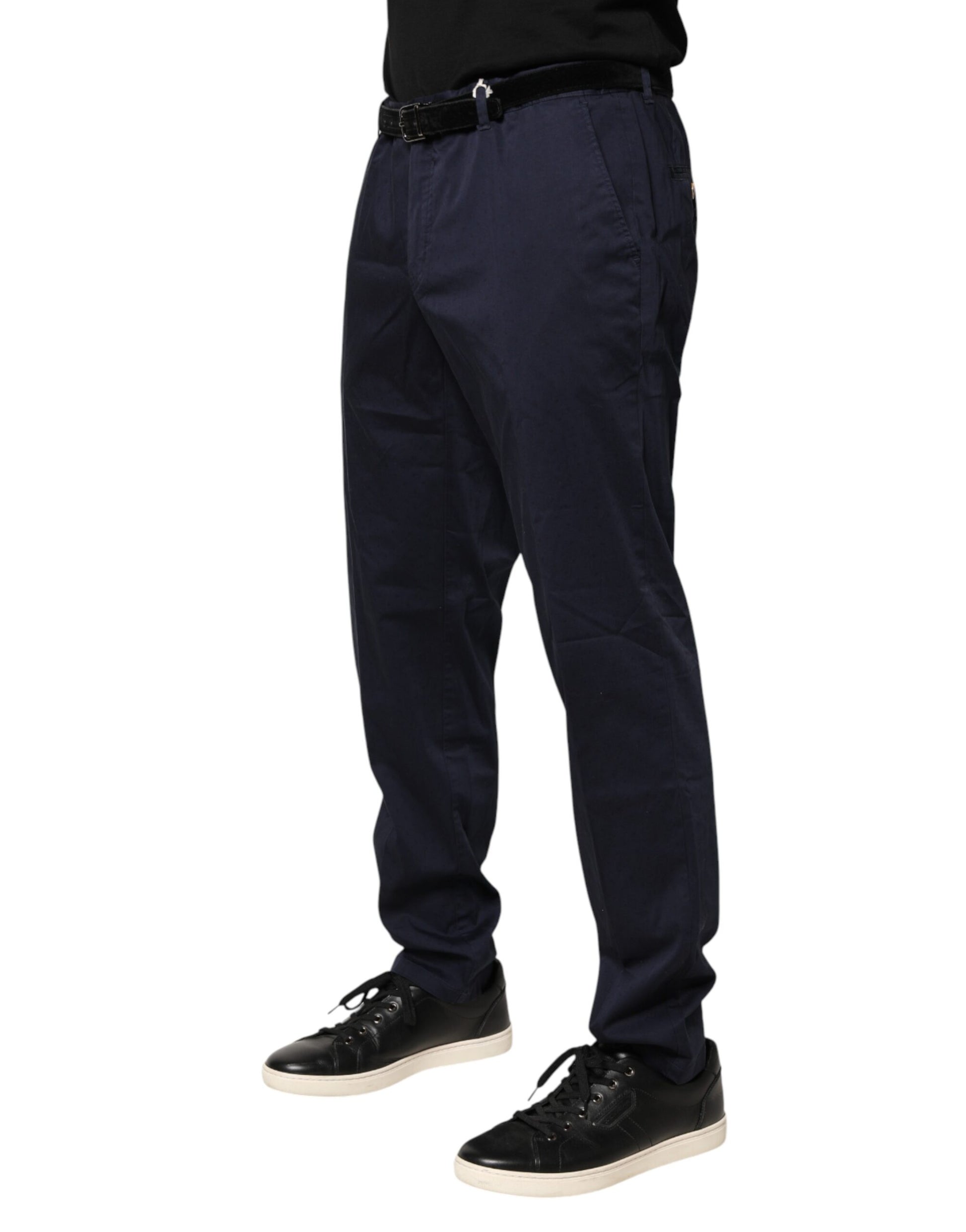 Pantalon Chino Skinny Taille Moyenne Bleu Marine Domenico Tagliente Pour Homme