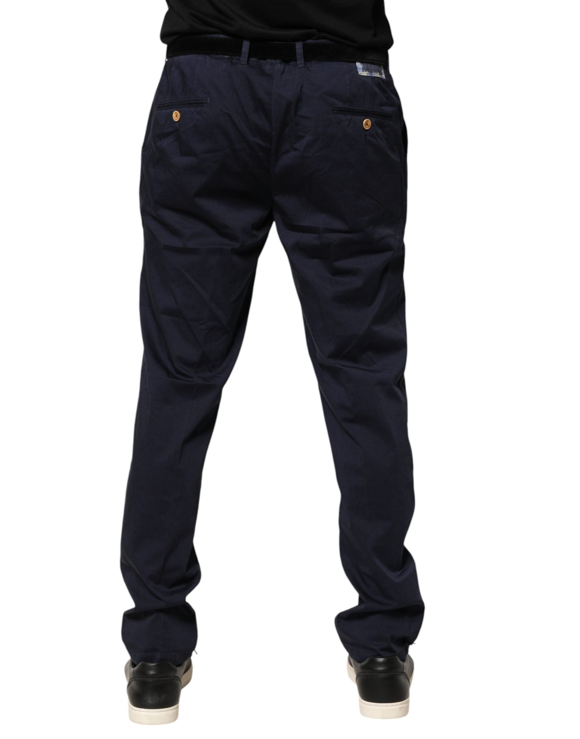 Pantalon Chino Skinny Taille Moyenne Bleu Marine Domenico Tagliente Pour Homme