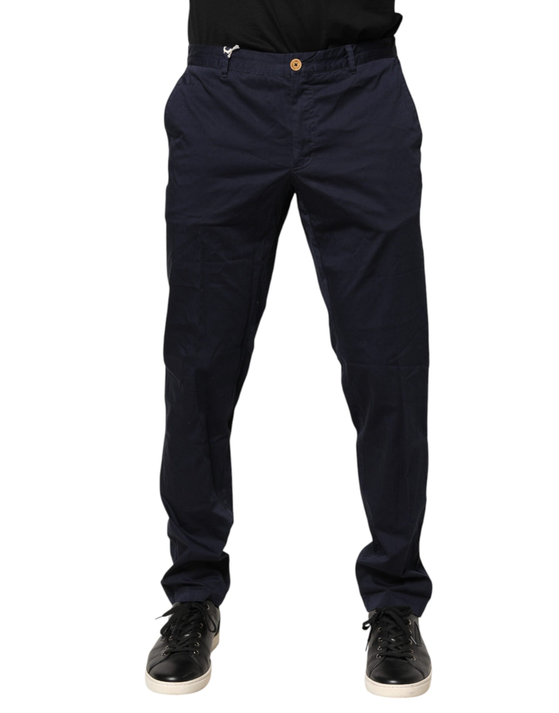 Pantalon Chino Skinny Taille Moyenne Bleu Marine Domenico Tagliente Pour Homme