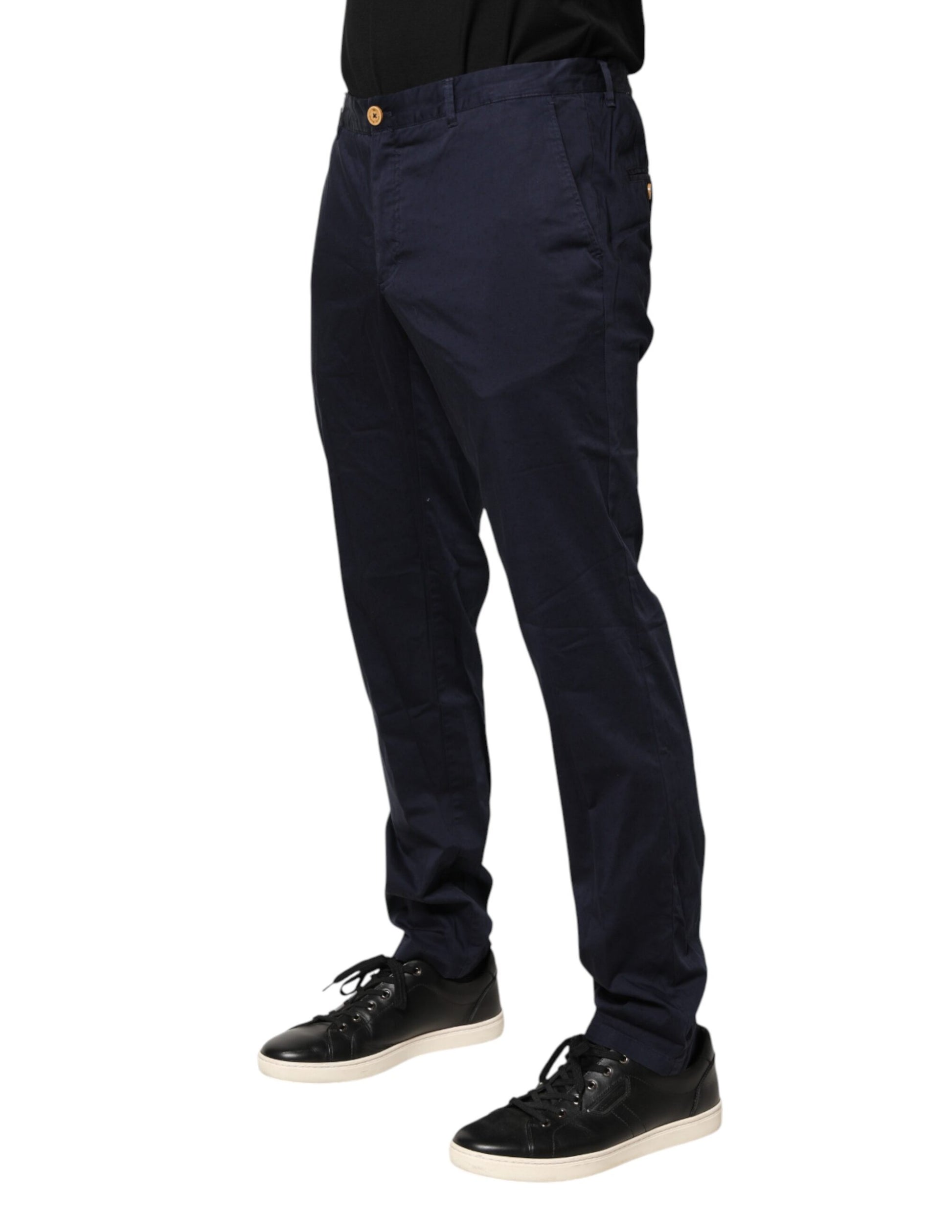 Pantalon Chino Skinny Taille Moyenne Bleu Marine Domenico Tagliente Pour Homme