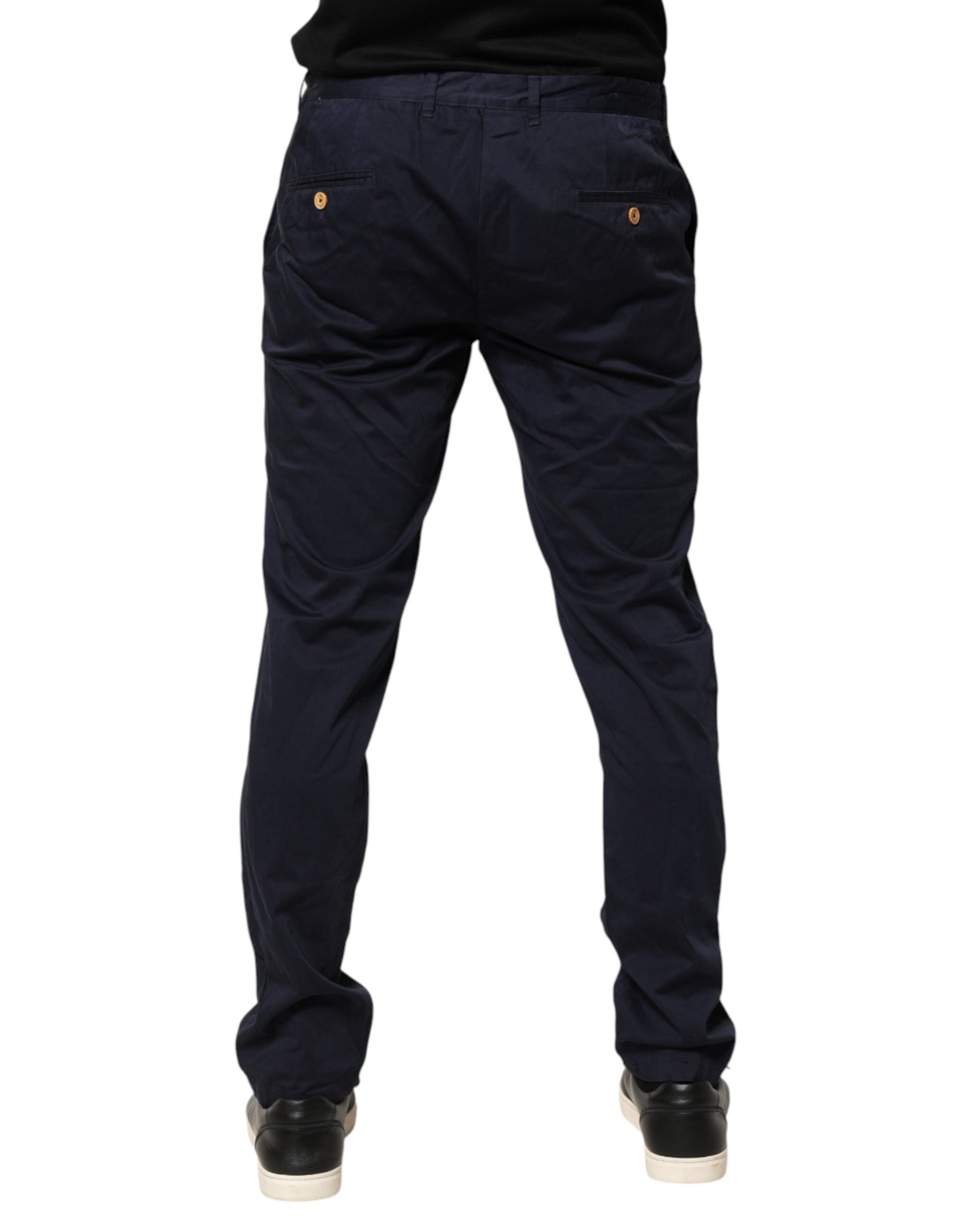 Pantalon Chino Skinny Taille Moyenne Bleu Marine Domenico Tagliente Pour Homme