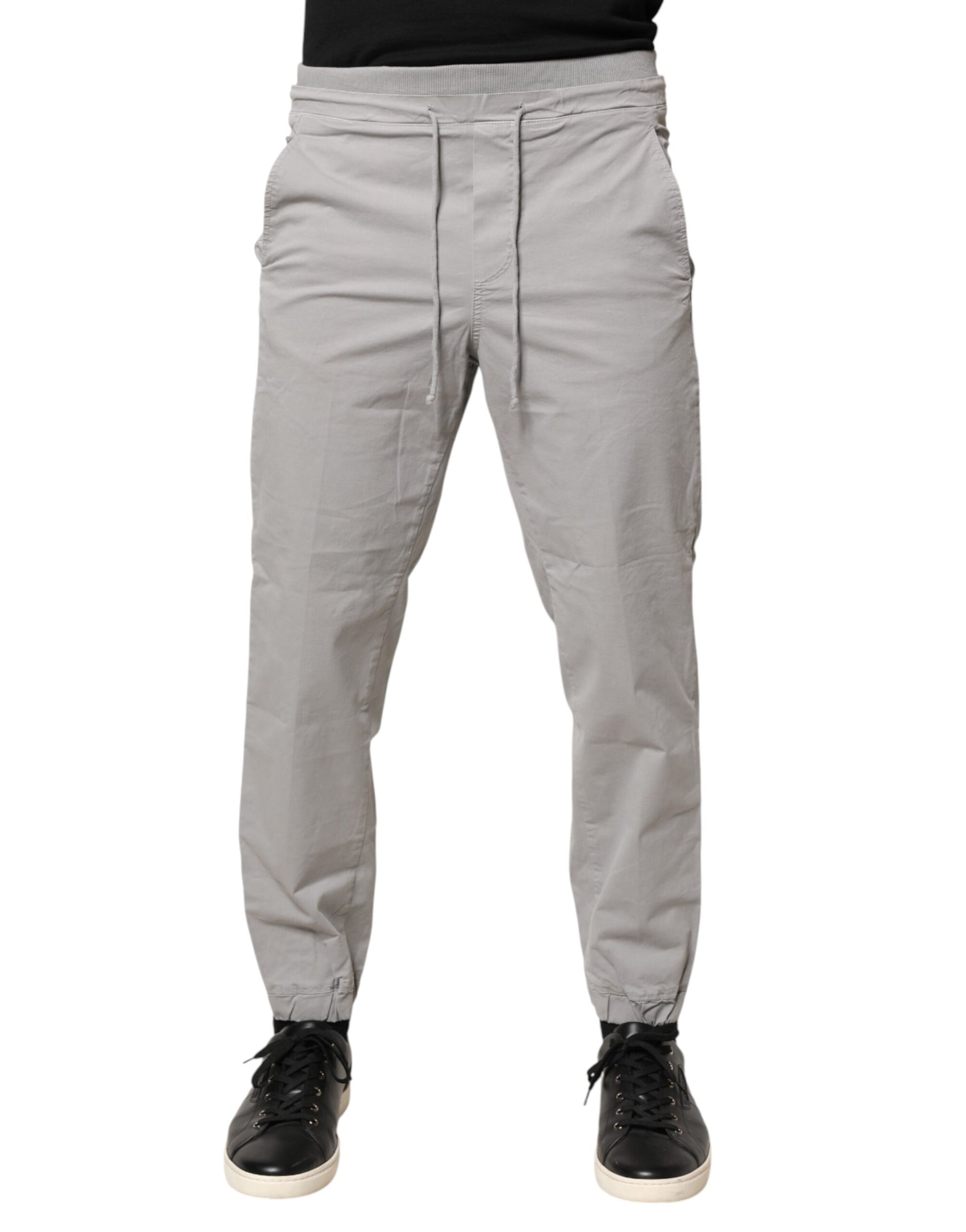 Dondup Light Gray Cotton Mid Waist Skinny Men Jogger Trouser Pants