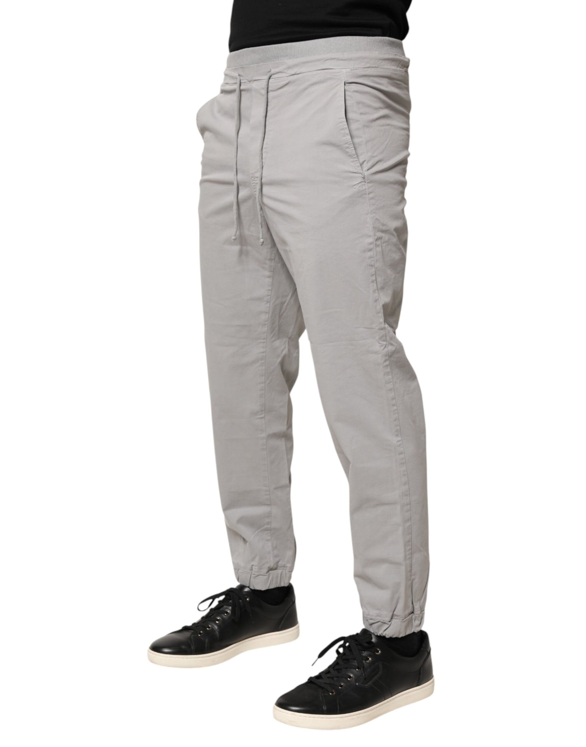Dondup Light Gray Cotton Mid Waist Skinny Men Jogger Trouser Pants