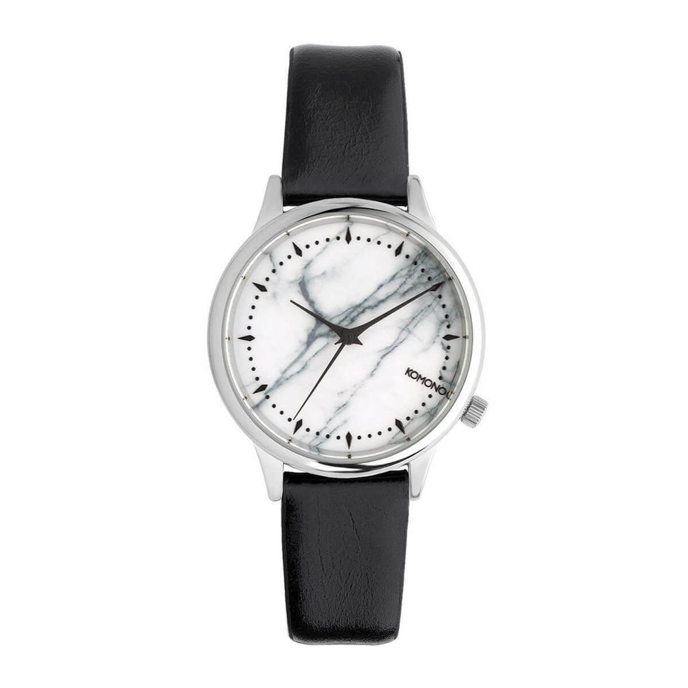 Komono Black Leather Dress Watch