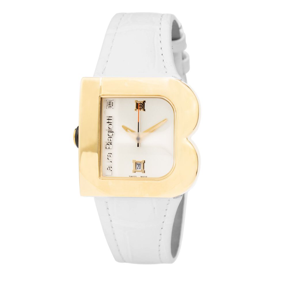 Montre Laura Biagiotti en cuir blanc