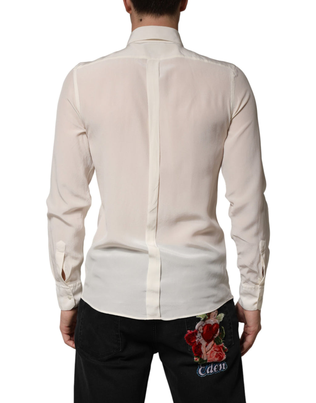 Chemise de soirée habillée Dolce & Gabbana en soie écrue pour homme