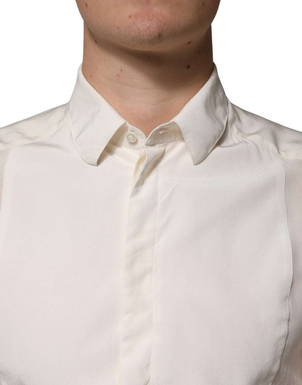 Chemise de soirée habillée Dolce & Gabbana en soie écrue pour homme