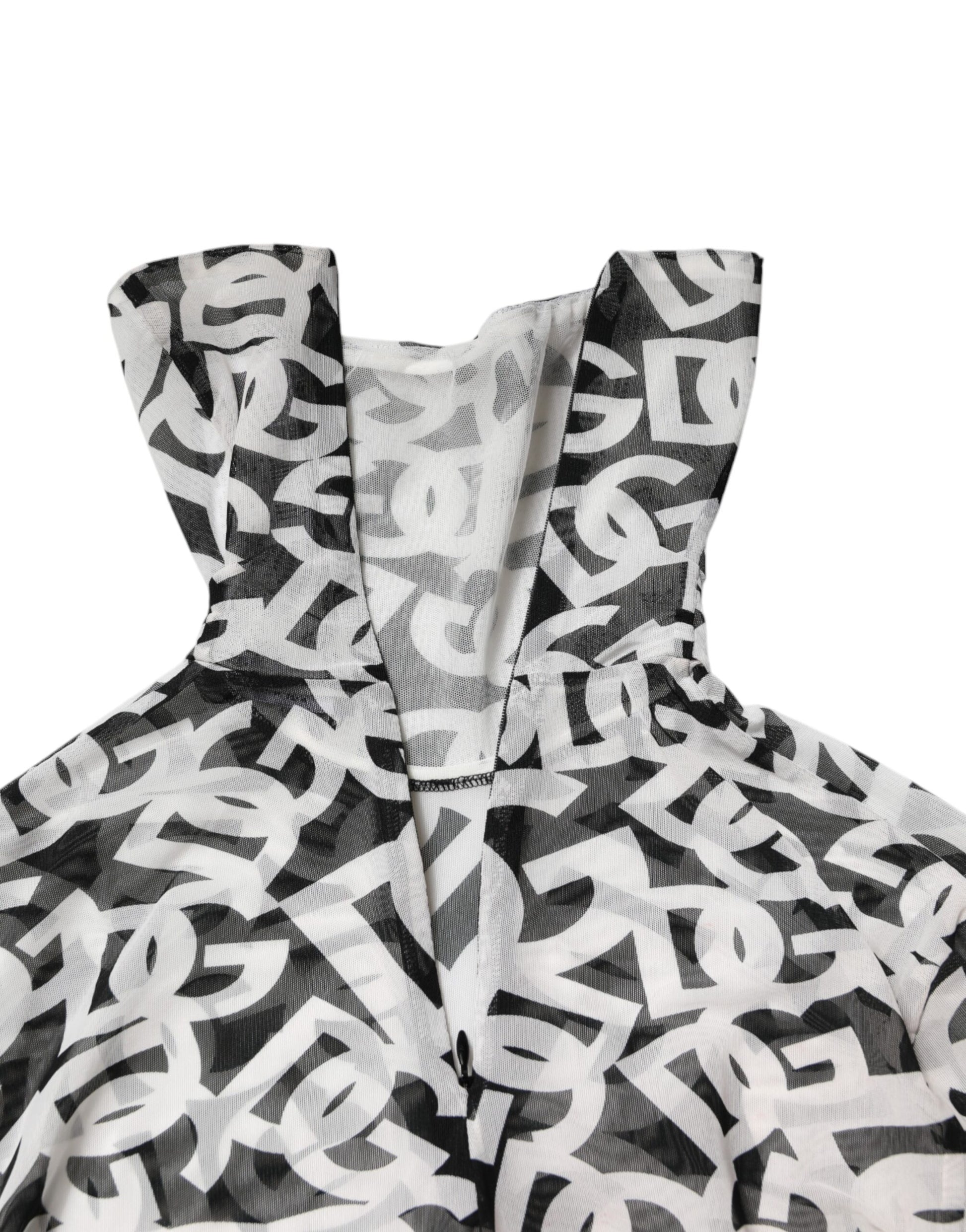 Haut à col roulé à manches longues blanc à logo DG Dolce & Gabbana