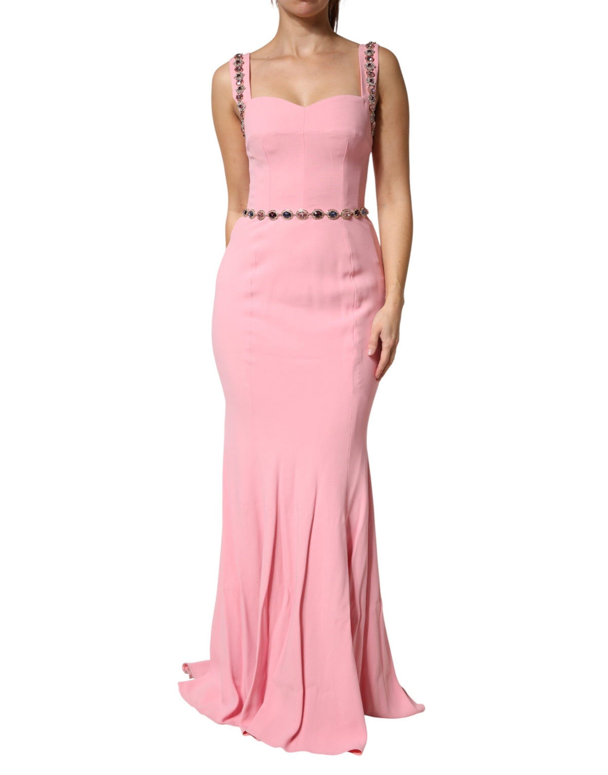 Dolce & Gabbana Rosa Kristall-Etui-Meerjungfrauen-Abendkleid