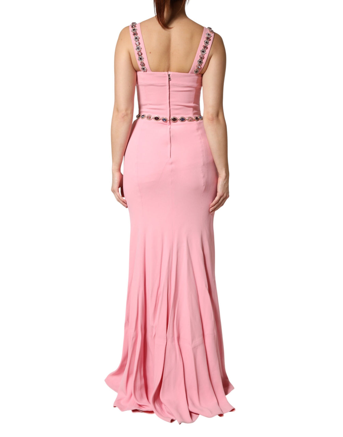 Dolce & Gabbana Pink Crystal Etui Meerjungfrau Langes Abendkleid