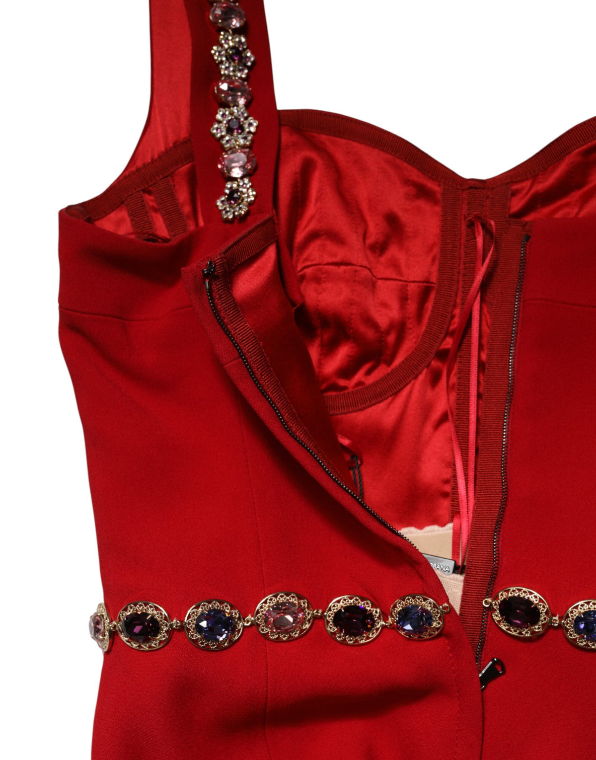 Dolce & Gabbana Rotes Kristalle Etui Meerjungfrau Langes Abendkleid