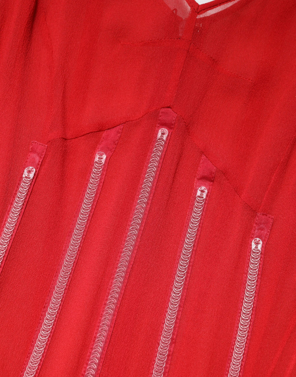 Robe midi fourreau sans manches en soie rouge à col en V Dolce & Gabbana