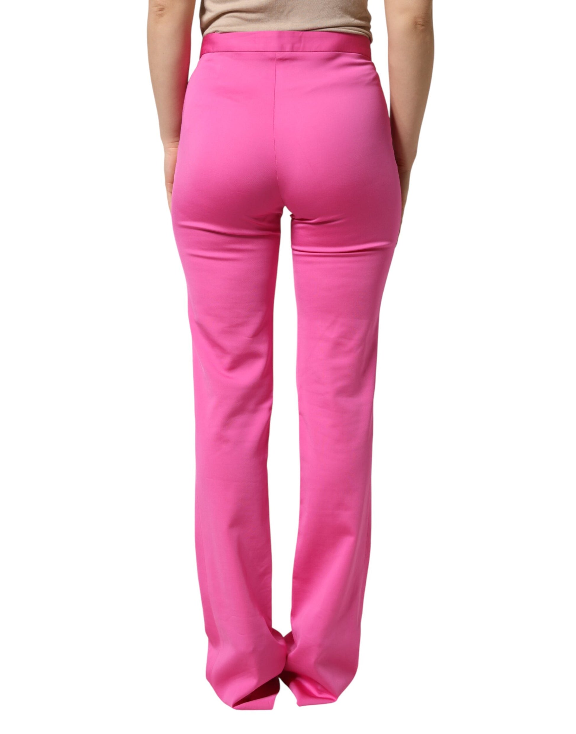 Pantalon droit décontracté taille haute en viscose rose Versace
