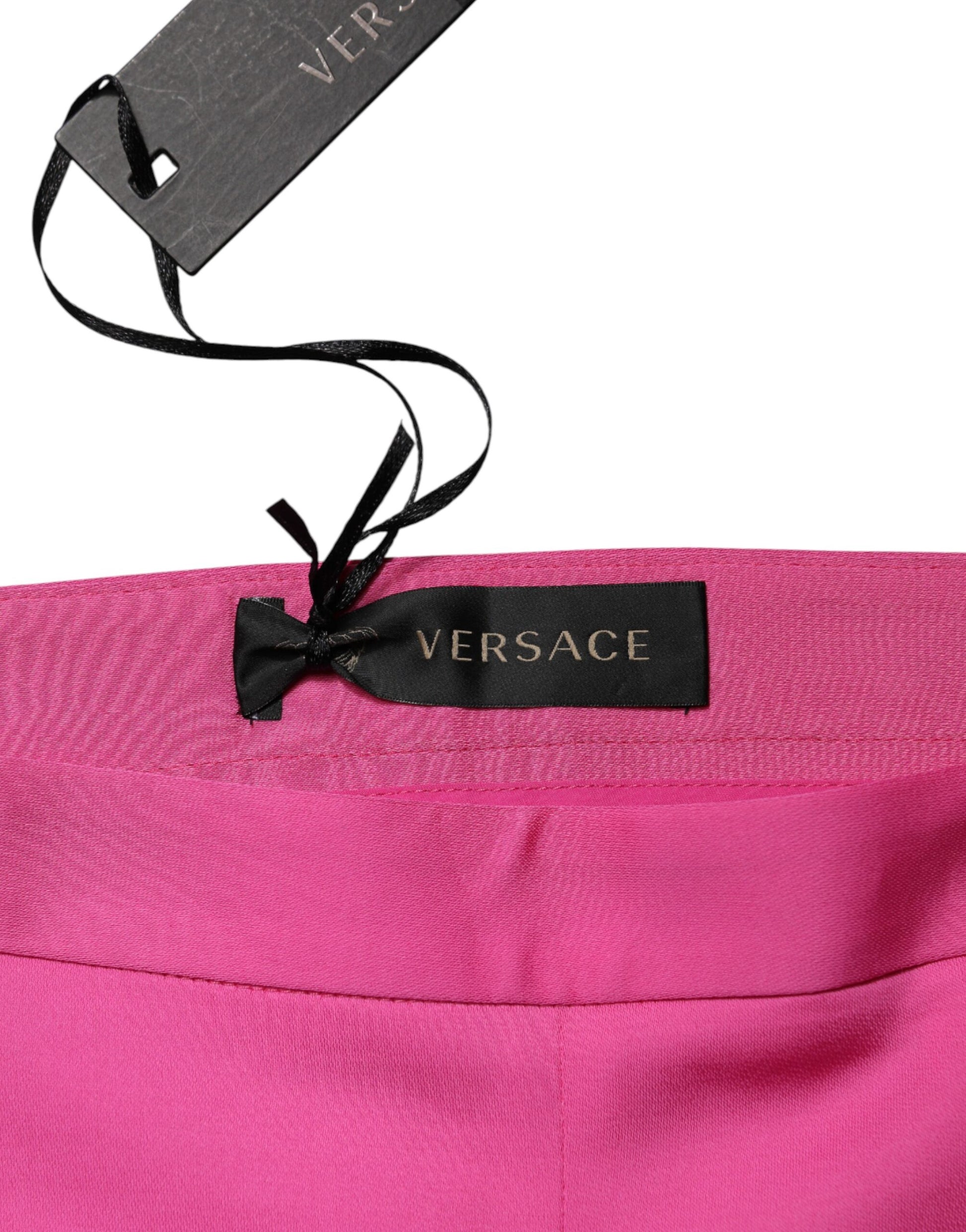 Pantalon droit décontracté taille haute en viscose rose Versace