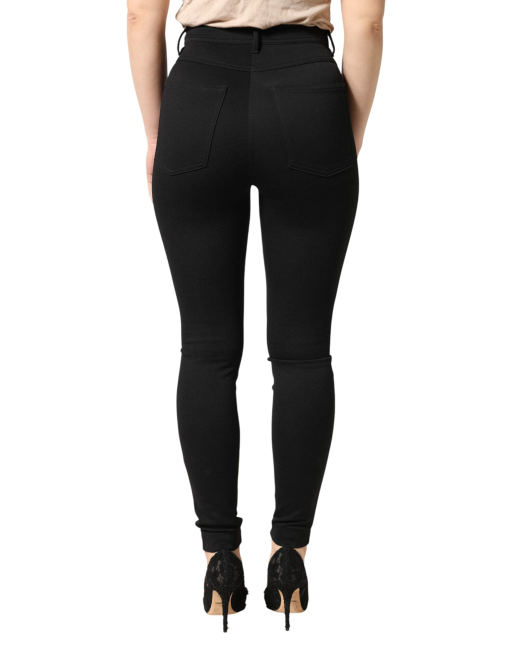 Pantalon moulant taille haute Dolce & Gabbana en nylon stretch noir