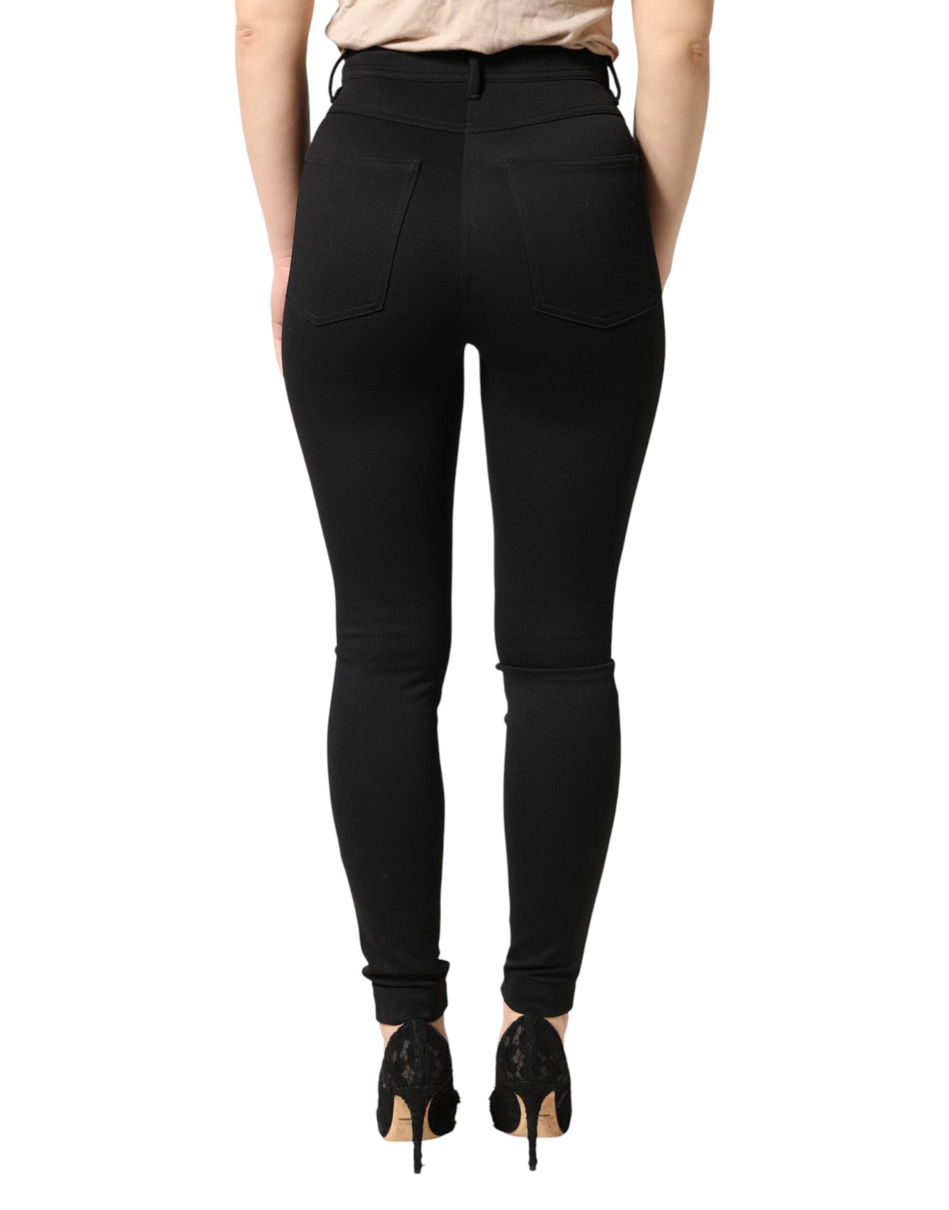 Pantalon moulant taille haute Dolce & Gabbana en nylon stretch noir