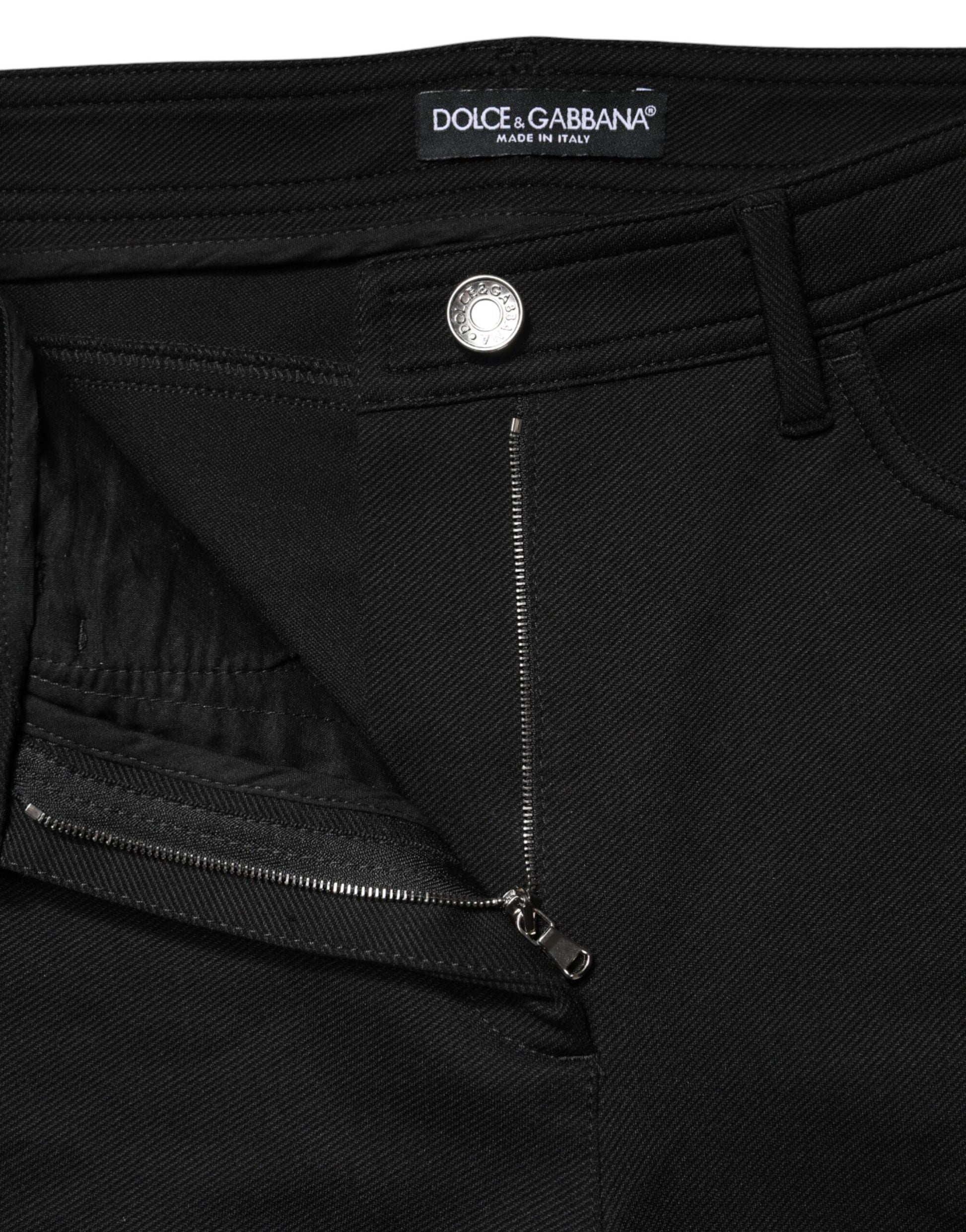 Pantalon moulant taille haute Dolce & Gabbana en nylon stretch noir