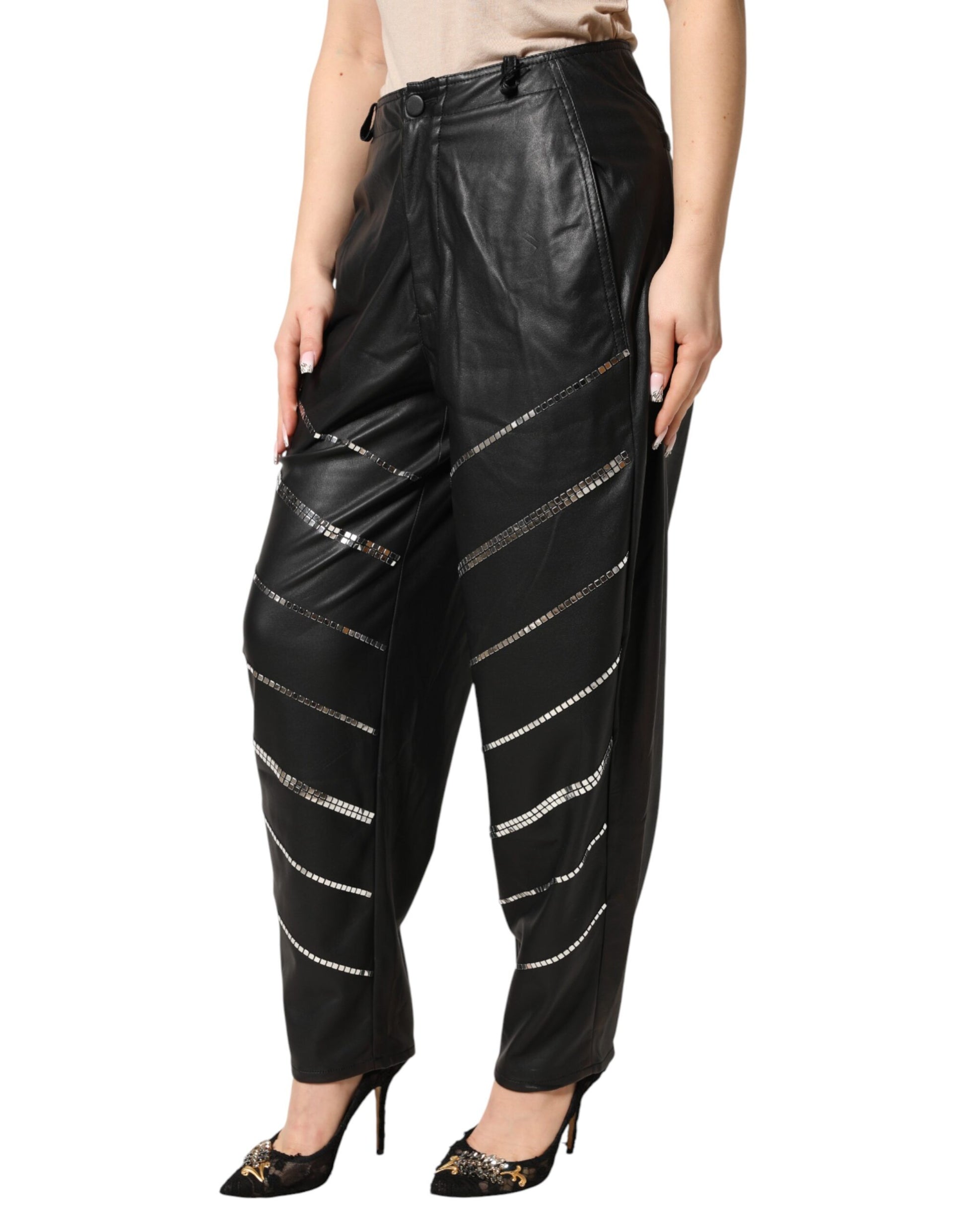 Pantalon fuselé noir orné Philosophy di Lorenzo Serafini
