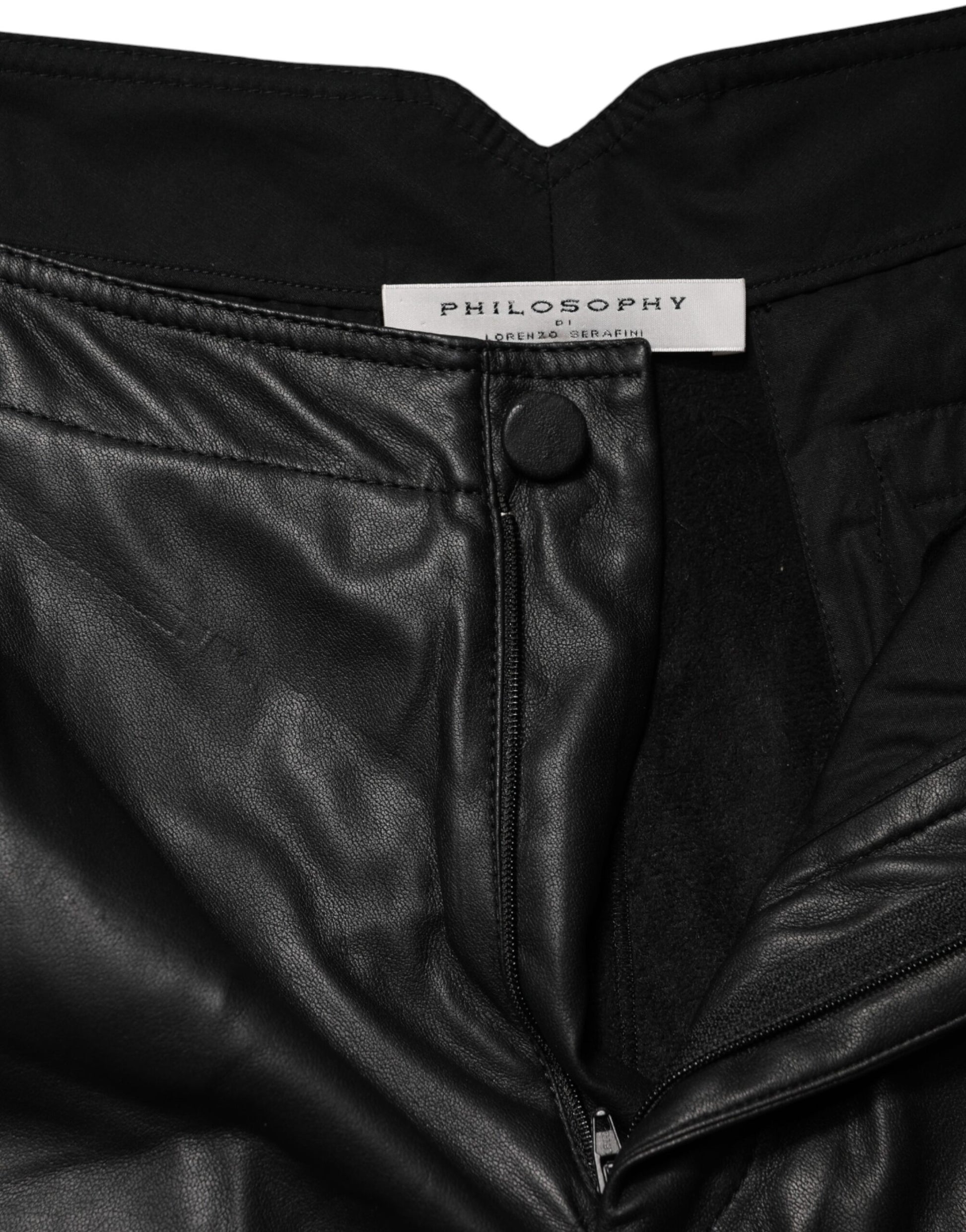 Pantalon fuselé noir orné Philosophy di Lorenzo Serafini