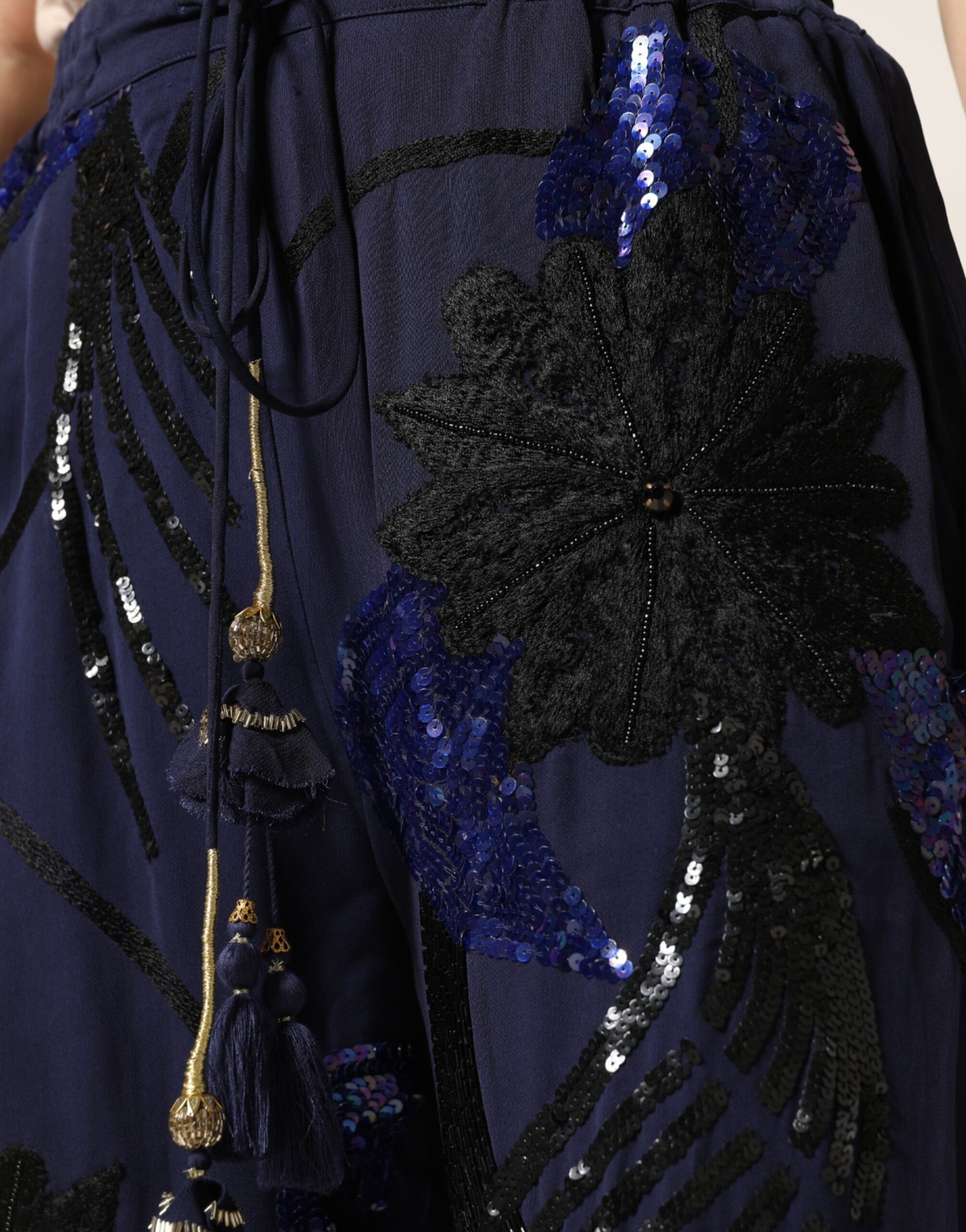 Pantalon fuselé à sequins bleu Christian Pellizzari