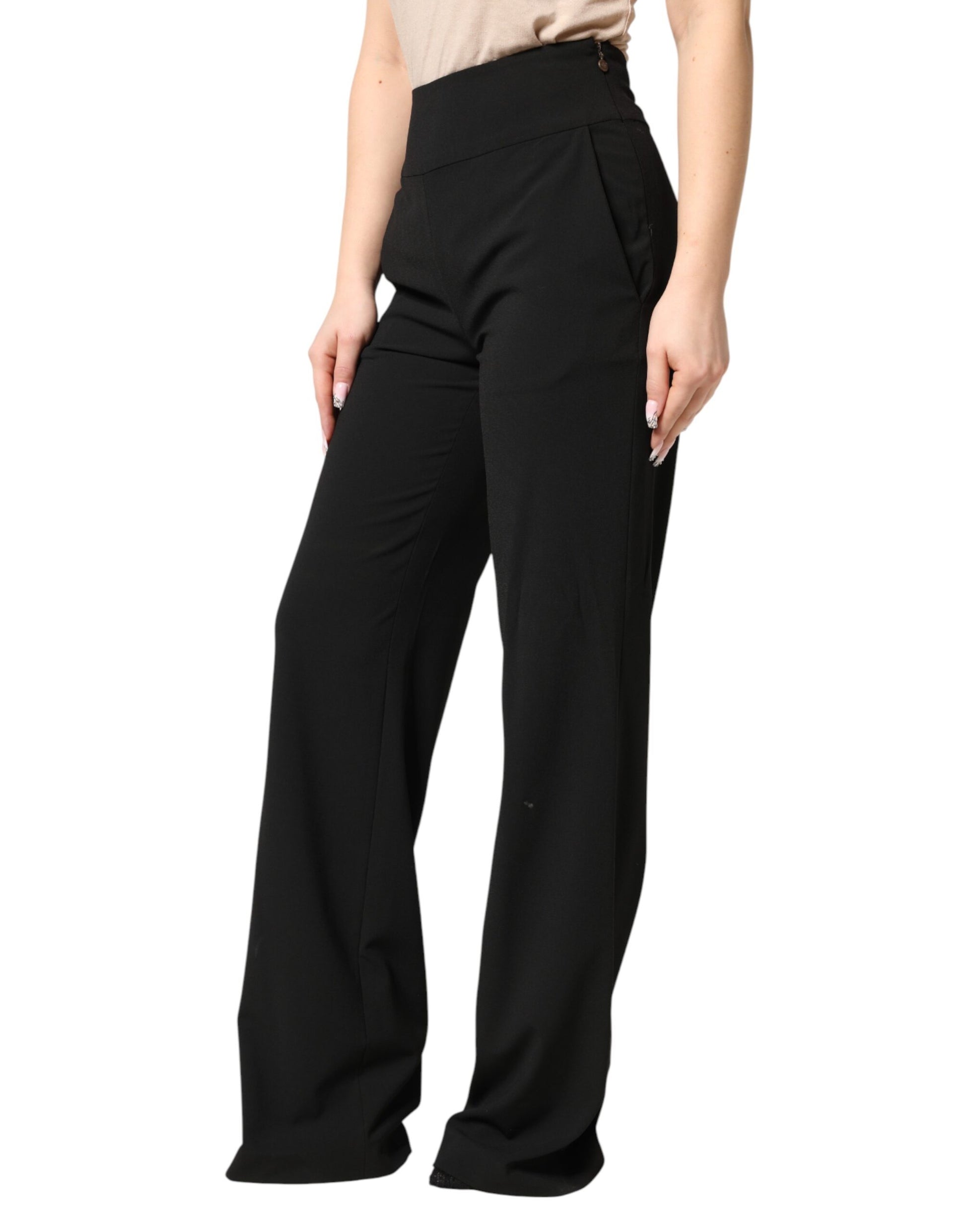 Pantalon habillé droit taille haute noir Just Cavalli
