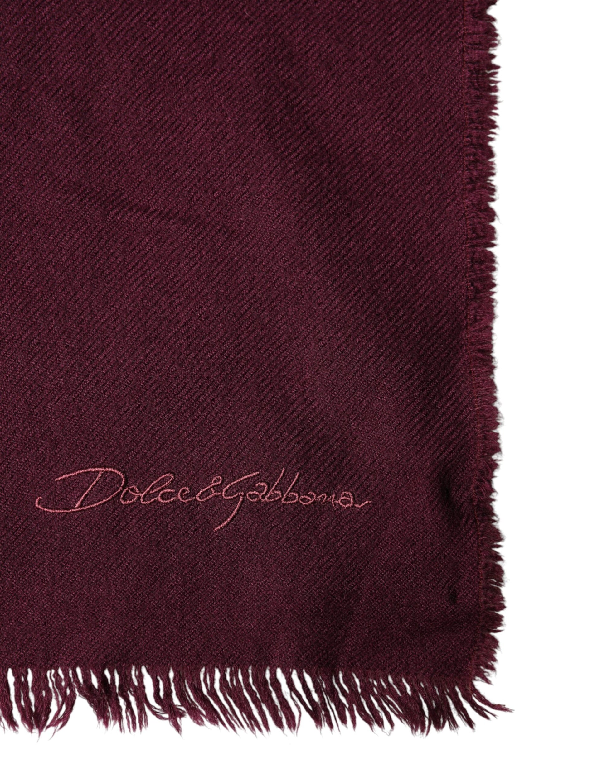 Écharpe/Châle en Cachemire Bordeaux avec Franges Dolce & Gabbana