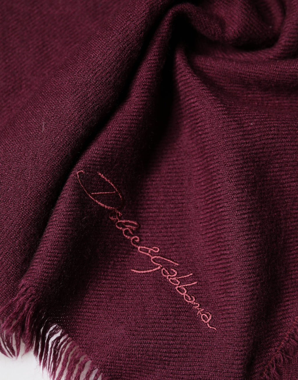 Écharpe/Châle en Cachemire Bordeaux avec Franges Dolce & Gabbana