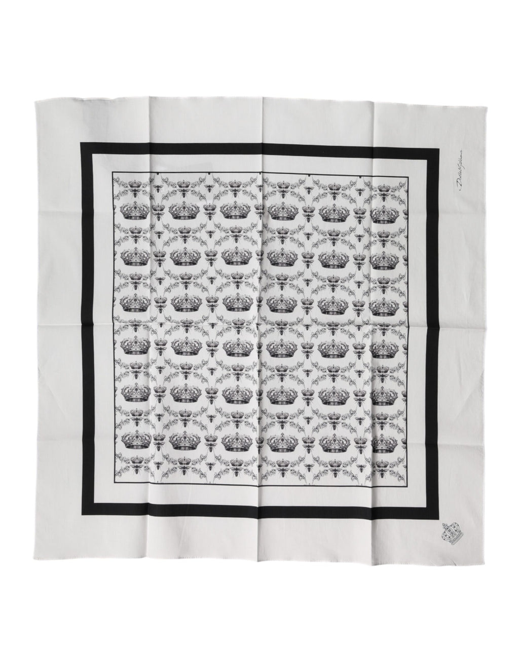Foulard carré Dolce & Gabbana en coton blanc avec motif couronne pour homme