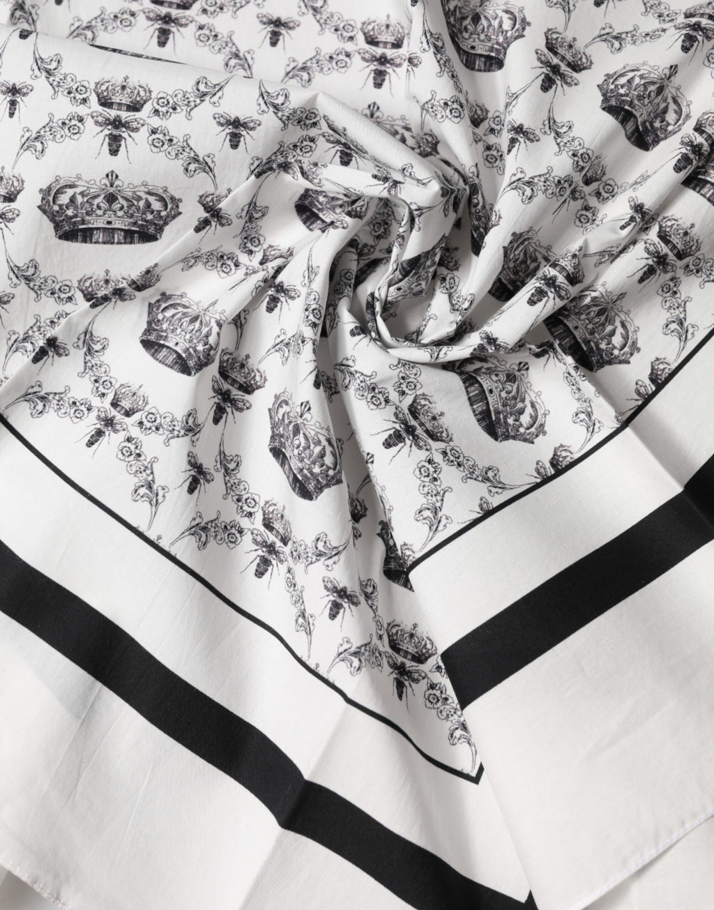 Foulard carré Dolce & Gabbana en coton blanc avec motif couronne pour homme
