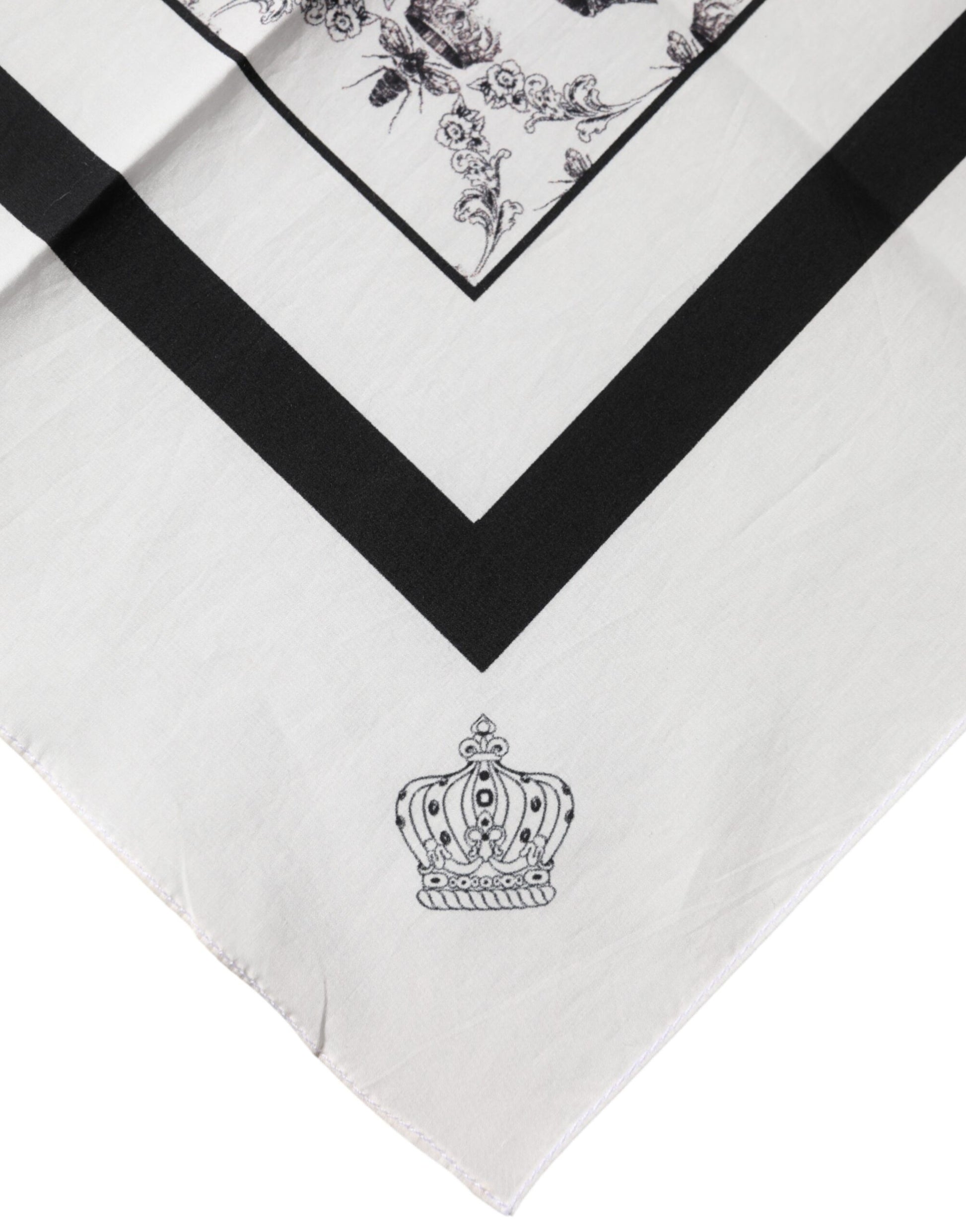 Foulard carré Dolce & Gabbana en coton blanc avec motif couronne pour homme