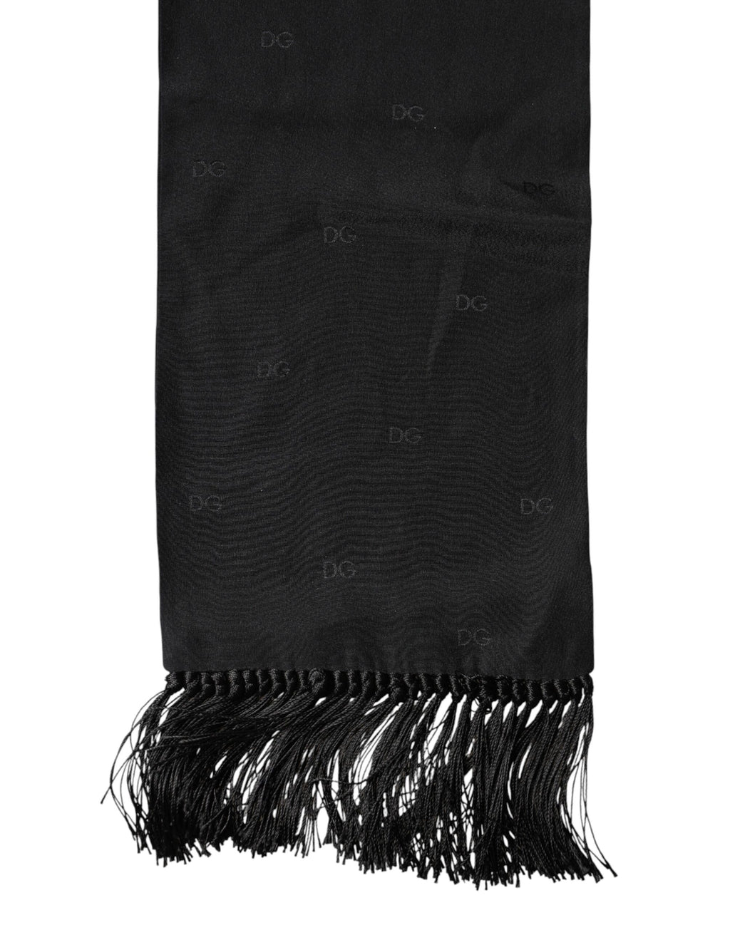 Foulard en soie noir Dolce & Gabbana avec logo et franges