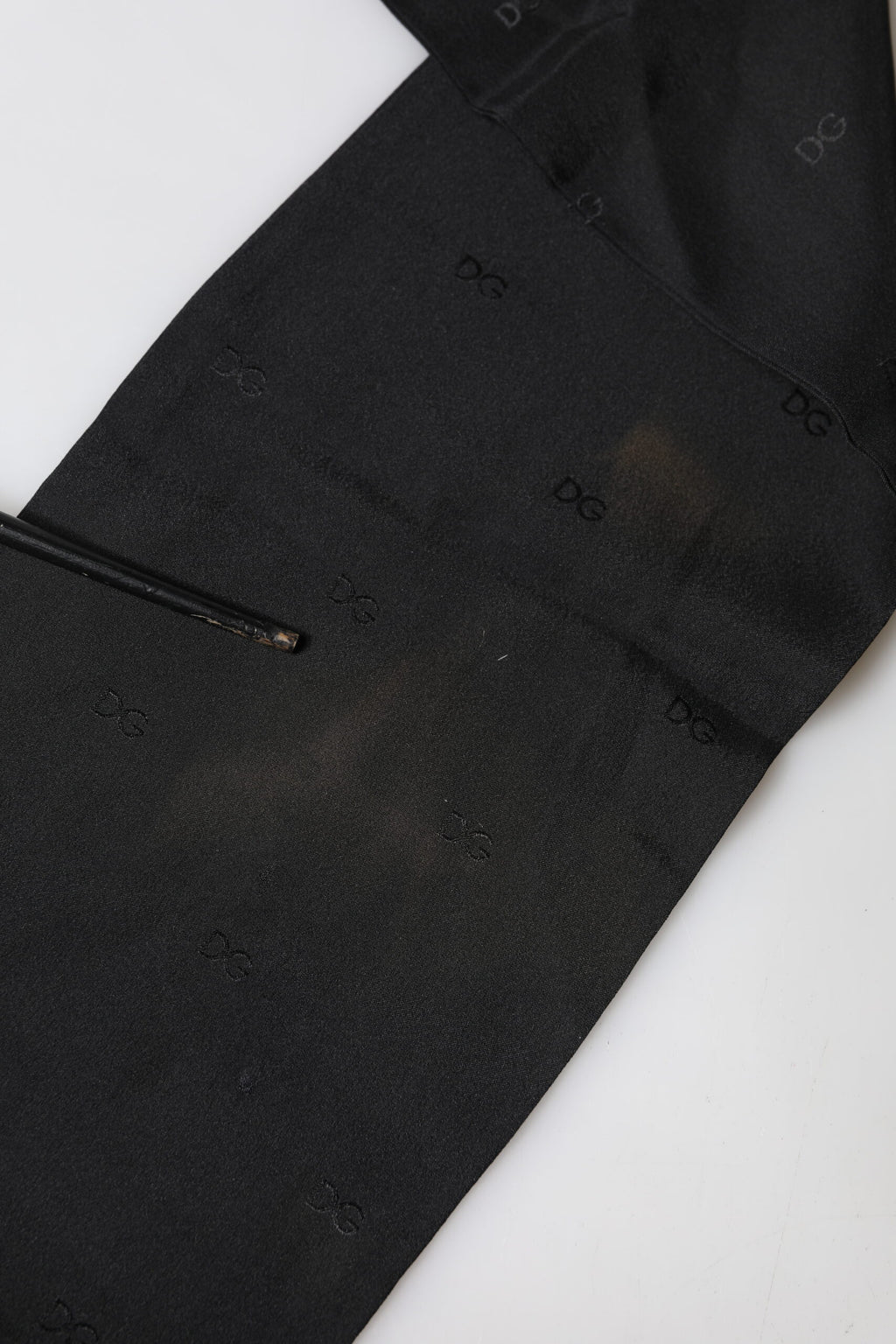 Foulard en soie noir Dolce & Gabbana avec logo et franges